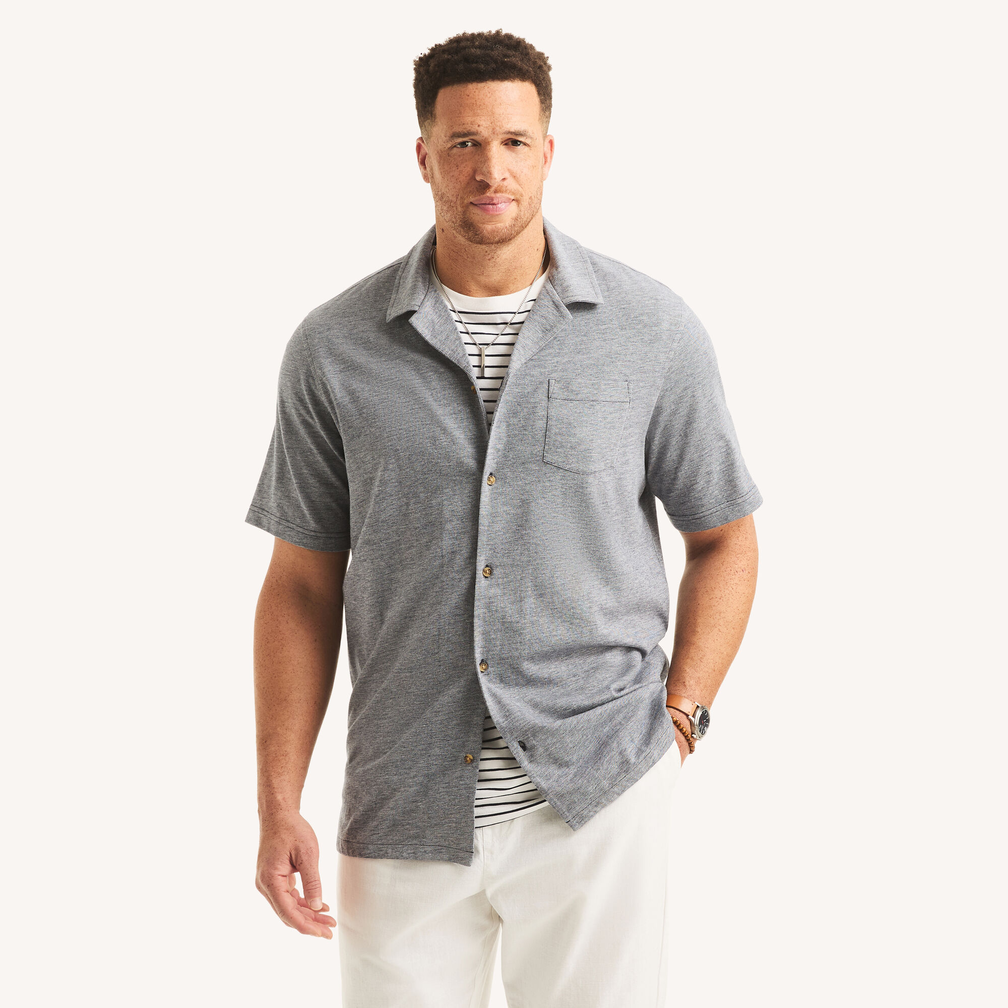 Nautica Men's Big & Tall Classic Fit Button-Front Polo 482 (Stellar Blue Heather), 6XL