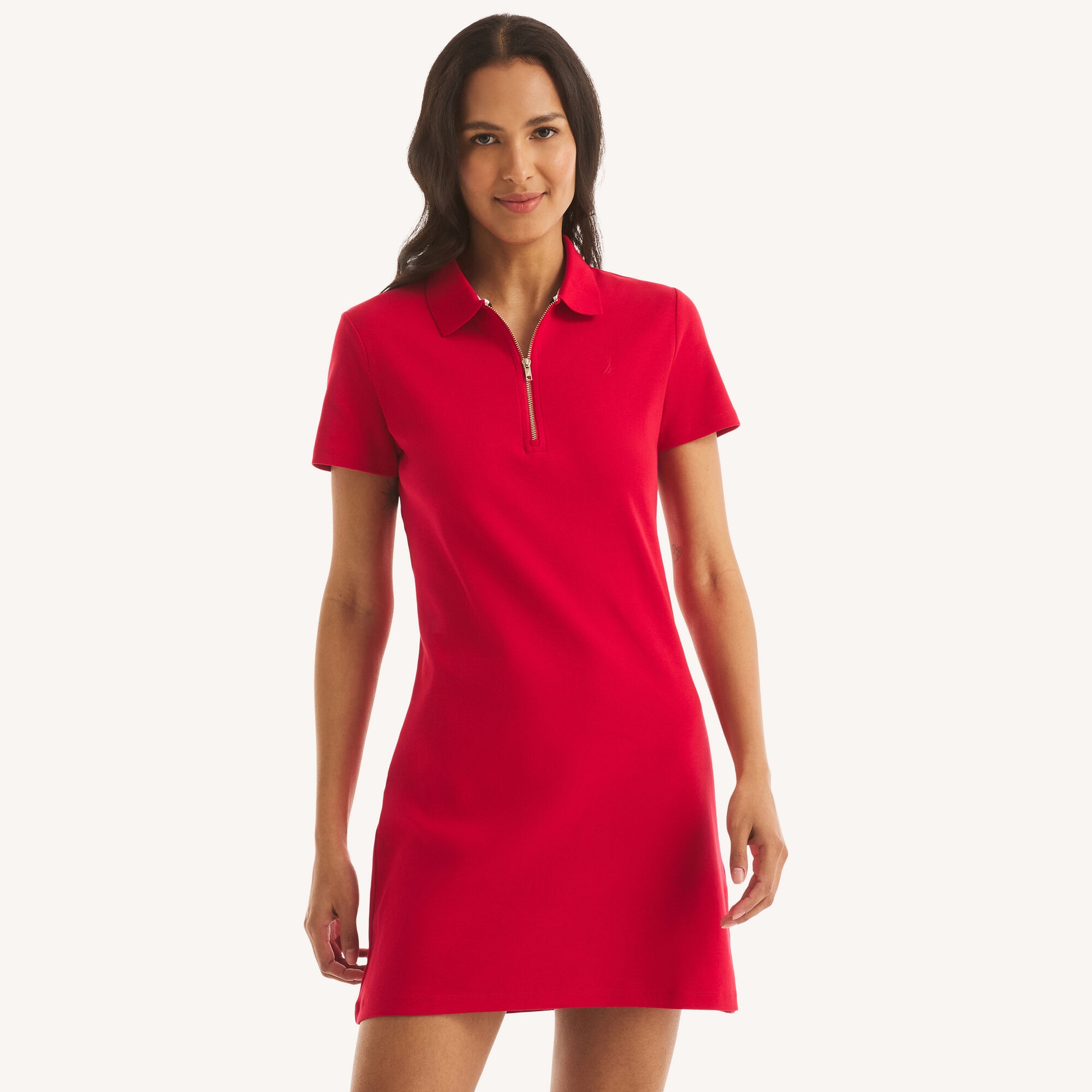 Nautica Women's Zip-Up Deck Polo Dress 615 (Orchid Pink), M