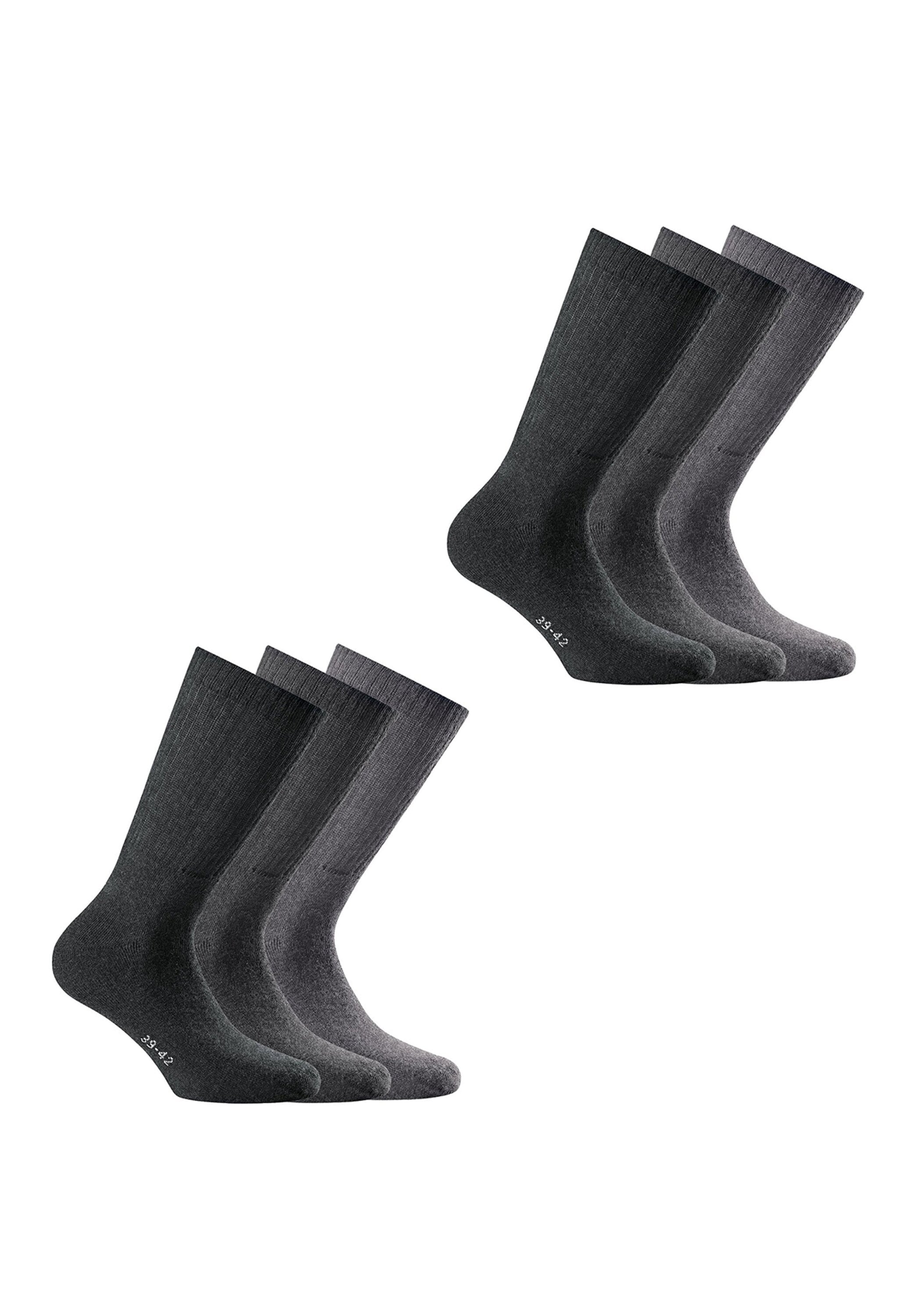 Kurzsocken ROHNER SOCKS "Socken sport 3-er pack 6er Pack", Herren, Gr. 39-42, bunt (hellgrau, grau, dunkelgrau), Obermaterial: 75% Baumwolle CO. 23% Polyamid PA. 2% Elasthan EL., Socken