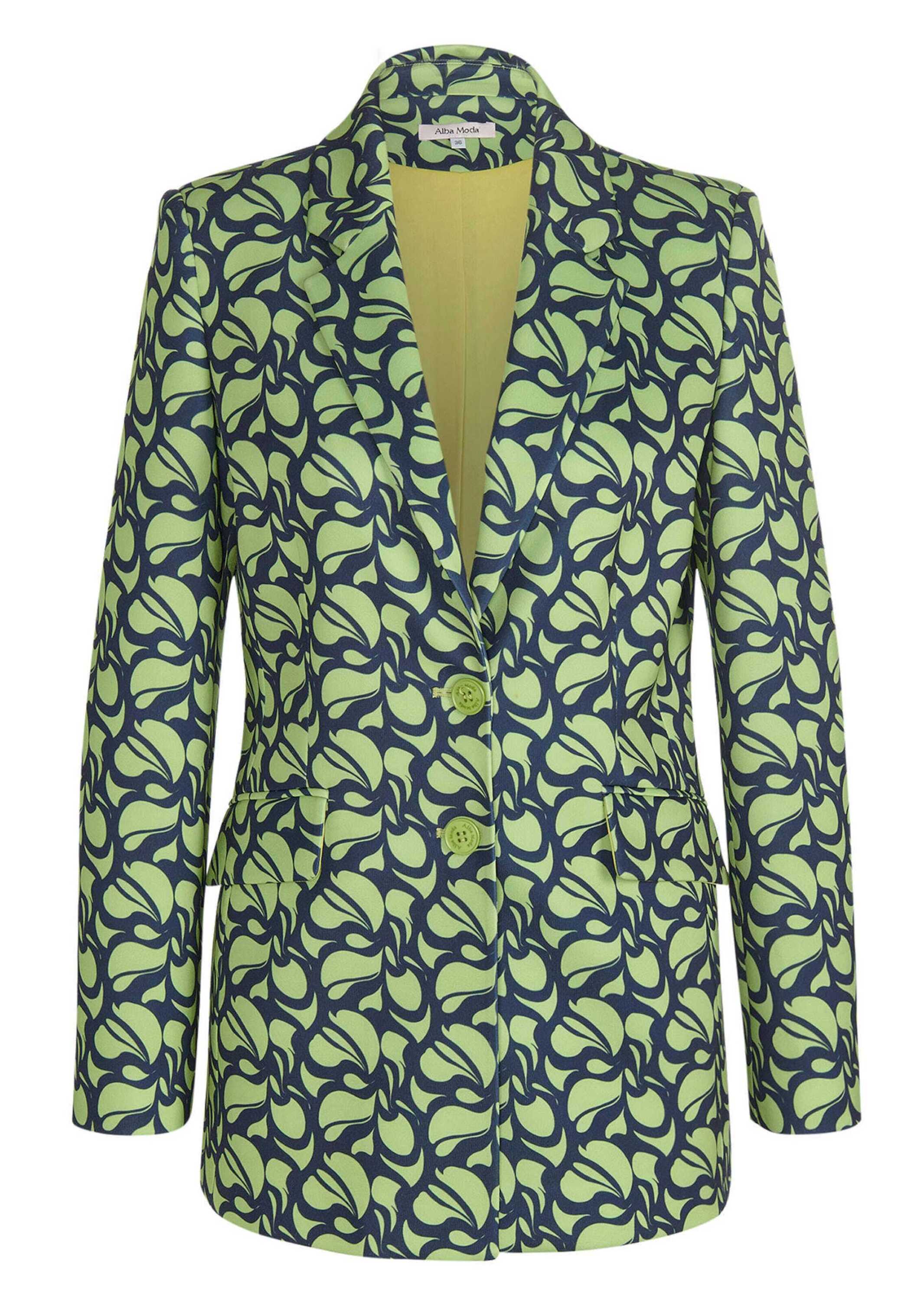 Jackenblazer ALBA MODA "Blazer Blazer", Damen, Gr. 36, grün (grün, marine), Obermaterial: 95% Polyester PES. 5% Elasthan EL., Blazer