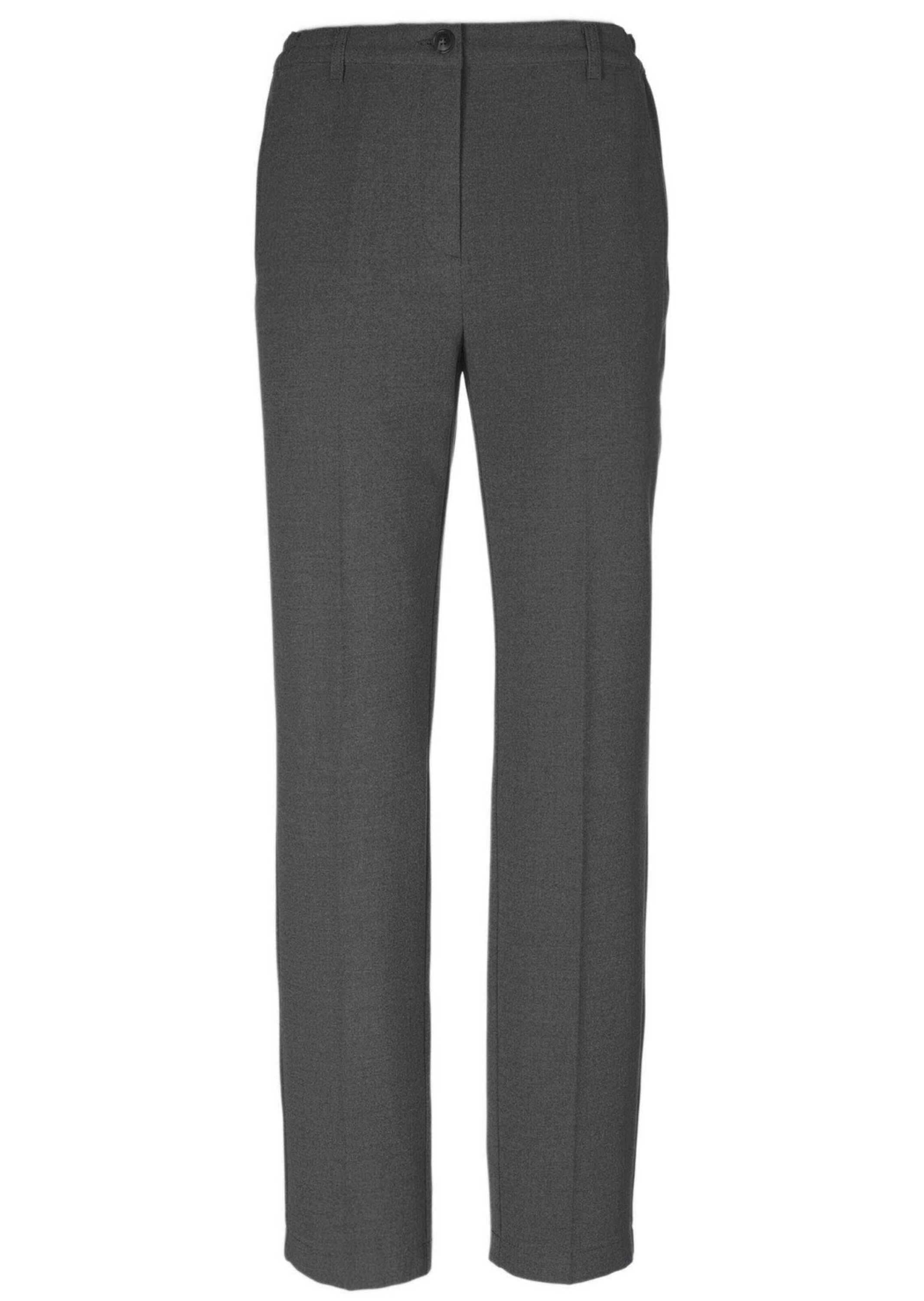 2-in-1-Hose GOLDNER "Kurzgröße Angenehm weiche Flanell-Hose CARLA", Damen, Gr. 23, K-Gr, grau, Obermaterial: 63% Polyester PES. 32% Viskose CV. 5% Elasthan EL., Hosen