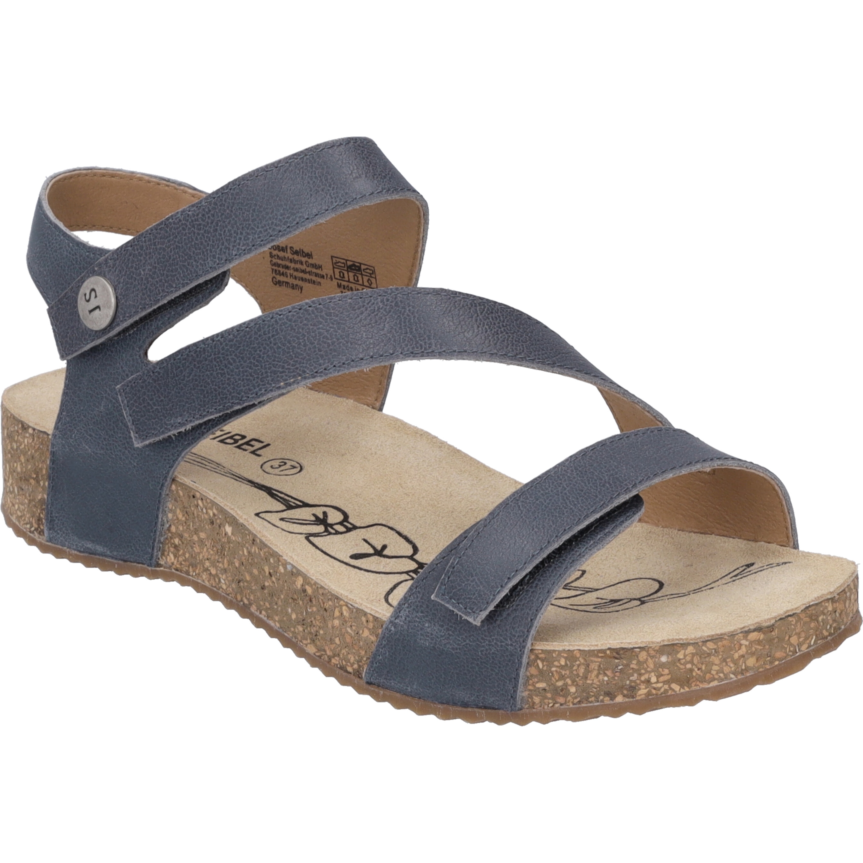 Sandale JOSEF SEIBEL "Tonga 25, blau", Damen, Gr. 38, blau (jeans), Obermaterial: 100% Rindsleder Leather cow., Schuhe Sandale