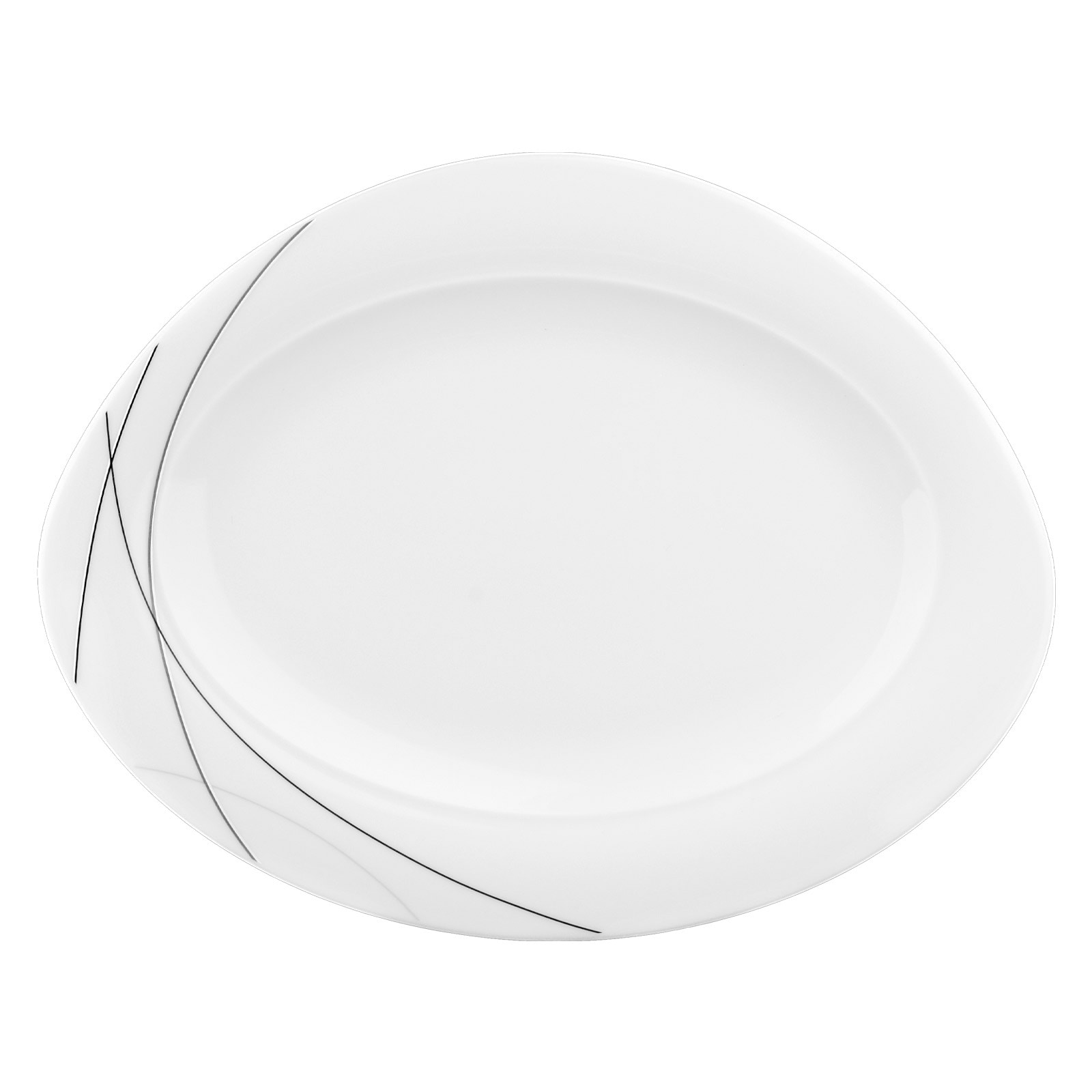 Servierplatte SELTMANN WEIDEN "Servierplatte Trio Highline 31 x 24 cm weiß-grau", bunt (weiß, grau), Porzellan, Servierplatten, Servierplatte