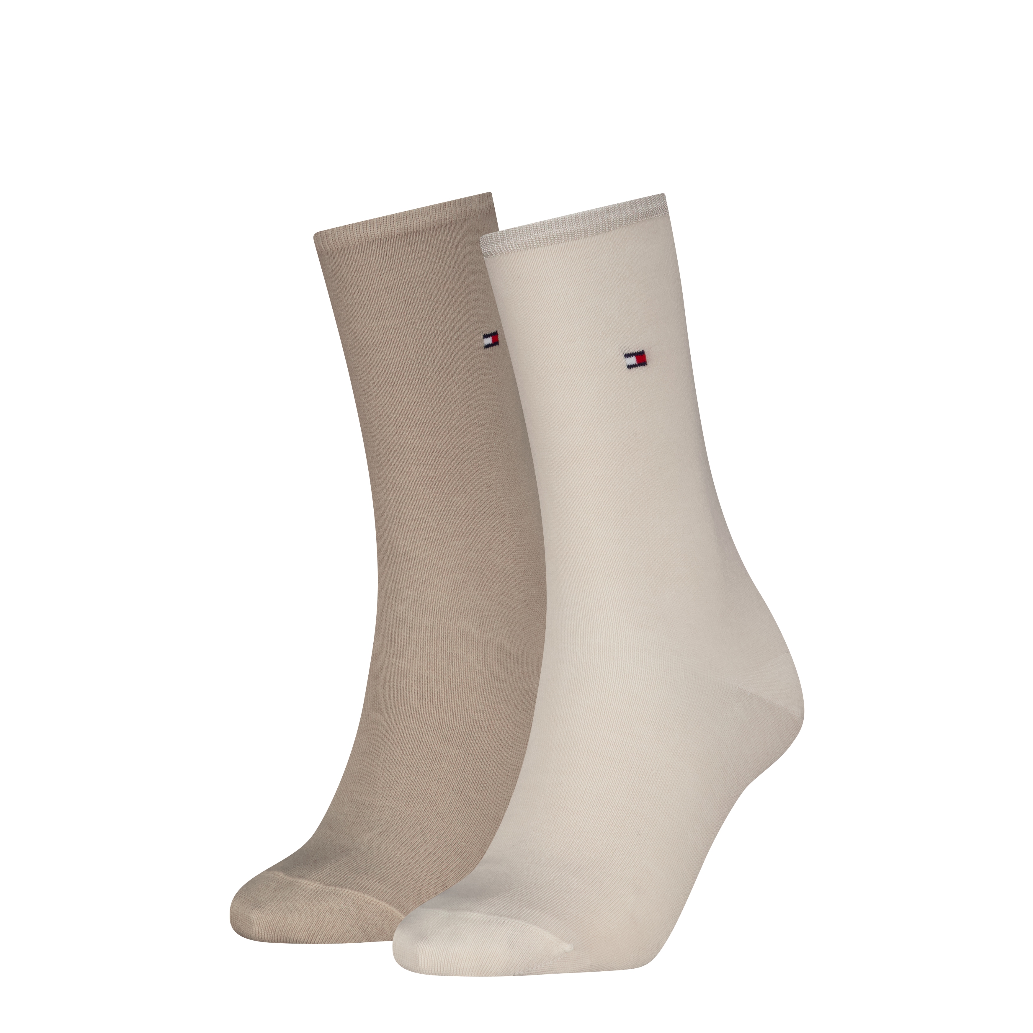 Socken TOMMY HILFIGER "TH WOMEN SOCK CASUAL 2P", Damen, Gr. 35-38, sand, Baumwollmischung, Elasthan, Polyamid, elastisch, Socken Socken, mit flacher Zehennaht