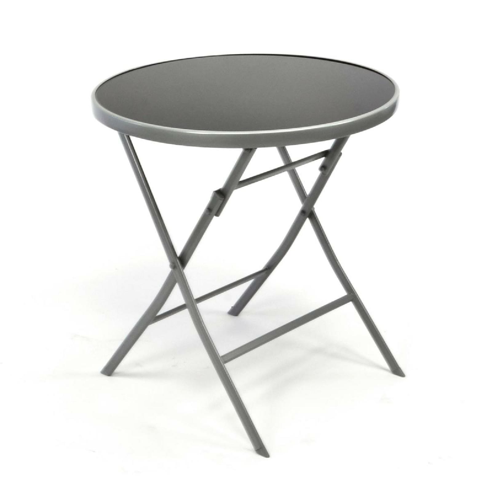 Gartentisch VCM "Bistro Tisch mit Glasplatte, klappbar", schwarz, Tische, Gartentisch