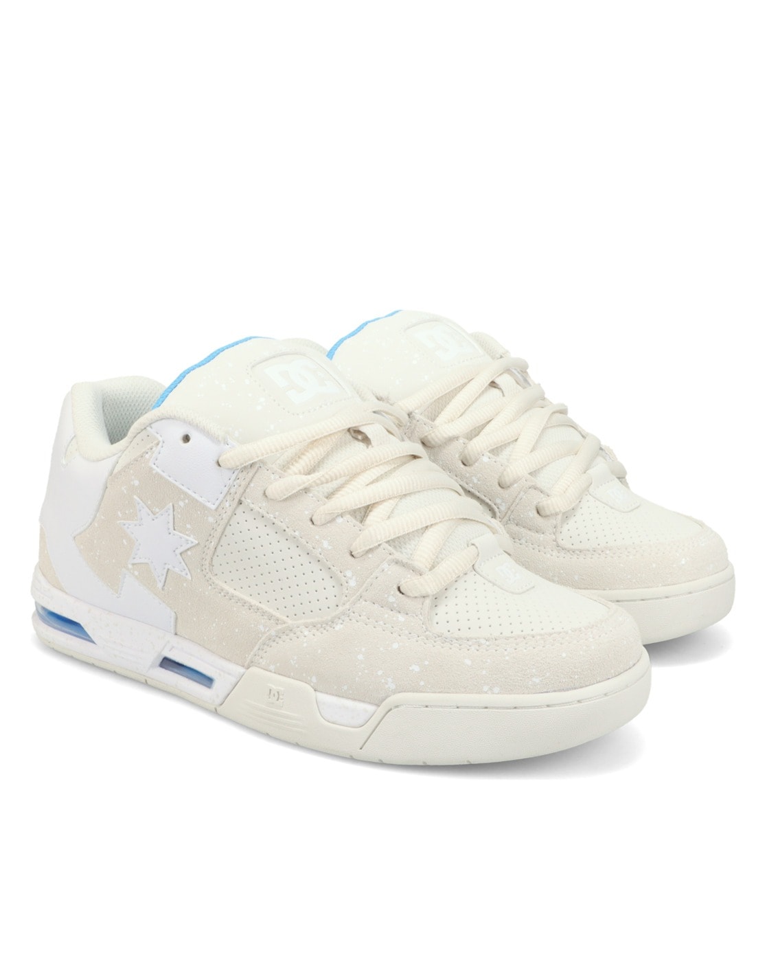 Sneaker DC SHOES "DC Command", Herren, Gr. 11,5(45), sanftes weiß, weiß, blau, Obermaterial:50.46% Leder, 49.54% Synthetikmaterial;, Schuhe Sneaker