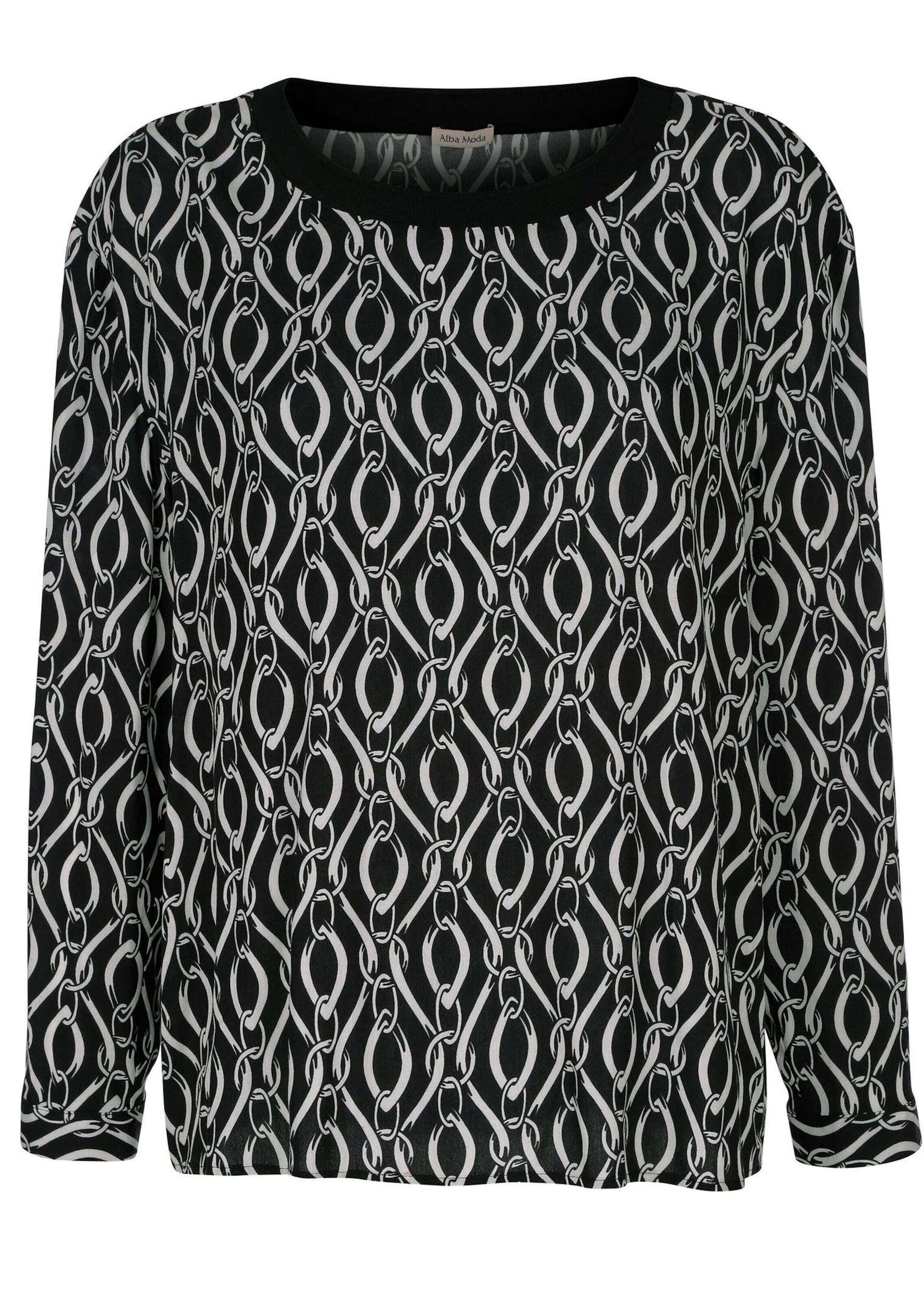 Schlupfbluse ALBA MODA "Bluse Bluse in grafischem Kettendessin", Damen, Gr. 36, schwarz, Obermaterial: 100% Viskose CV., Blusen Schlupfbluse