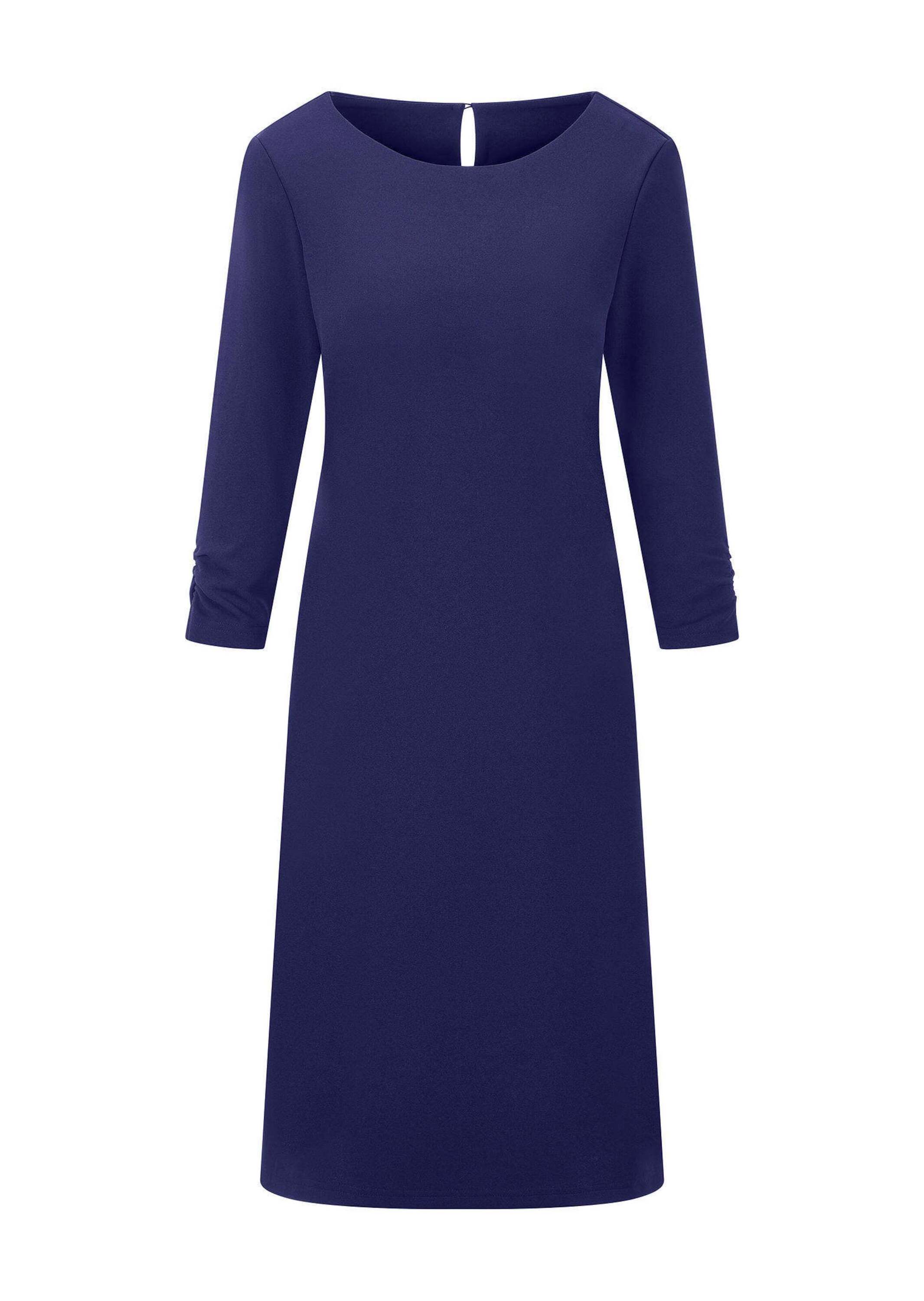 Etuikleid GOLDNER "Kurzgröße Elegantes Kleid mit gerafften Ärmeln", Damen, Gr. 20, K-Gr, blau (royalblau), Obermaterial: 95% Polyester PES. 5% Elasthan EL., Kleider Etuikleid