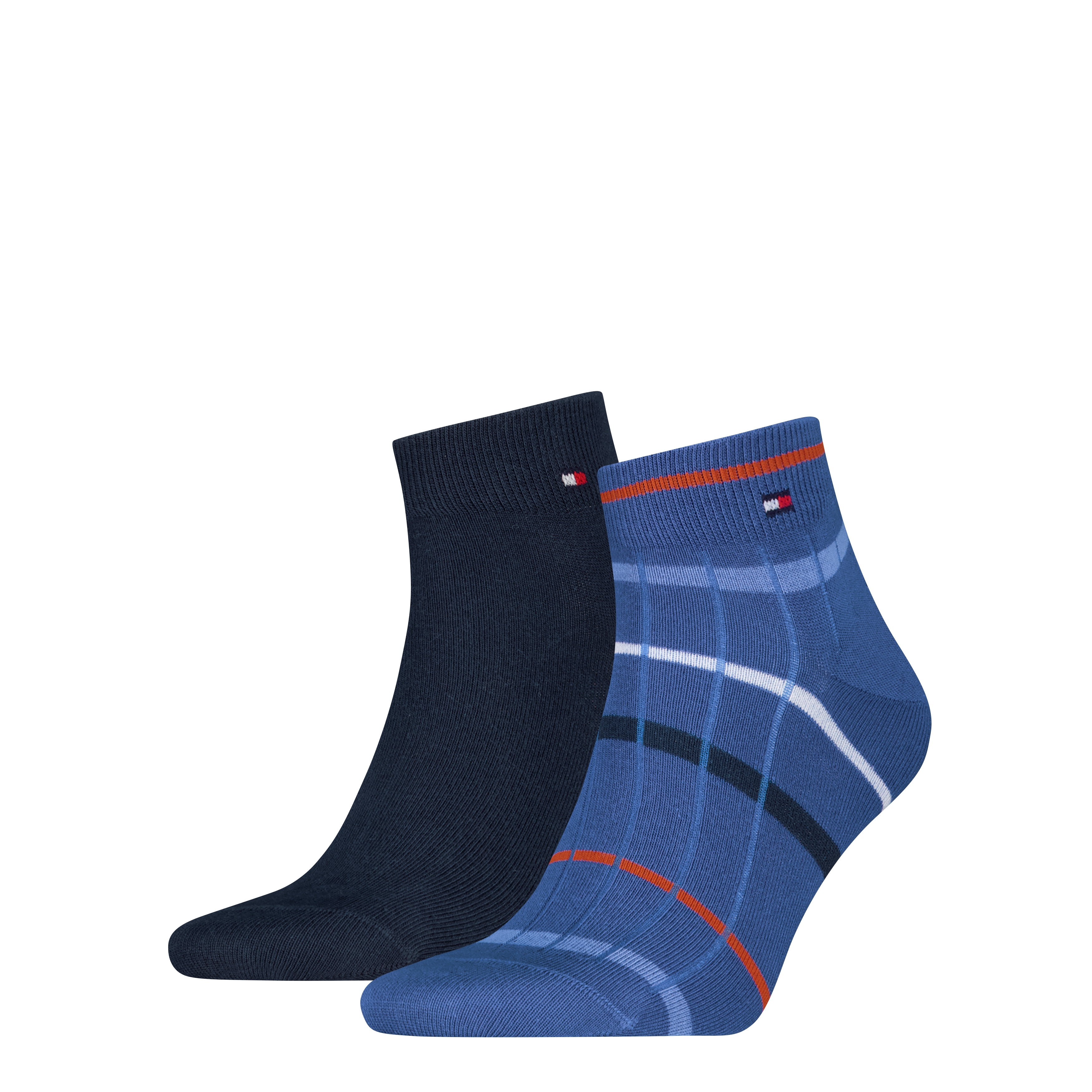 Kurzsocken TOMMY HILFIGER "TH MEN QUARTER 2P SUMMER BRETON", Herren, Gr. 39-42, blau, Obermaterial: 74% Baumwolle, 25% Polyamid, 1% Elasthan, Socken