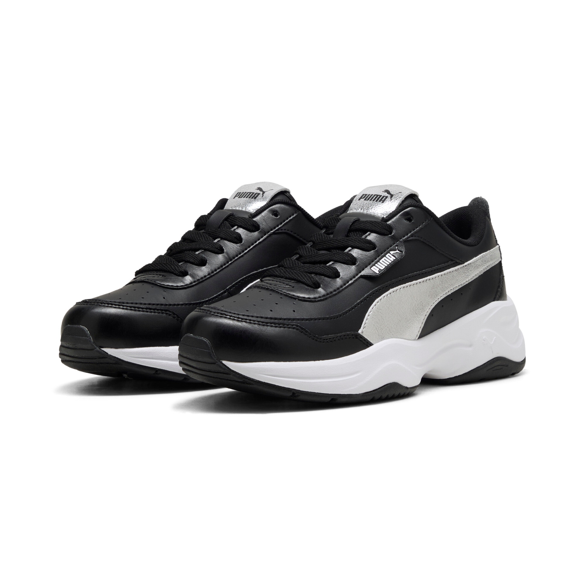 Sneaker PUMA "CILIA MODE METALLIC WHISPER", Damen, Gr. 42, puma schwarz, puma silber, puma weiß, Synthetik, Schuhe Sneaker
