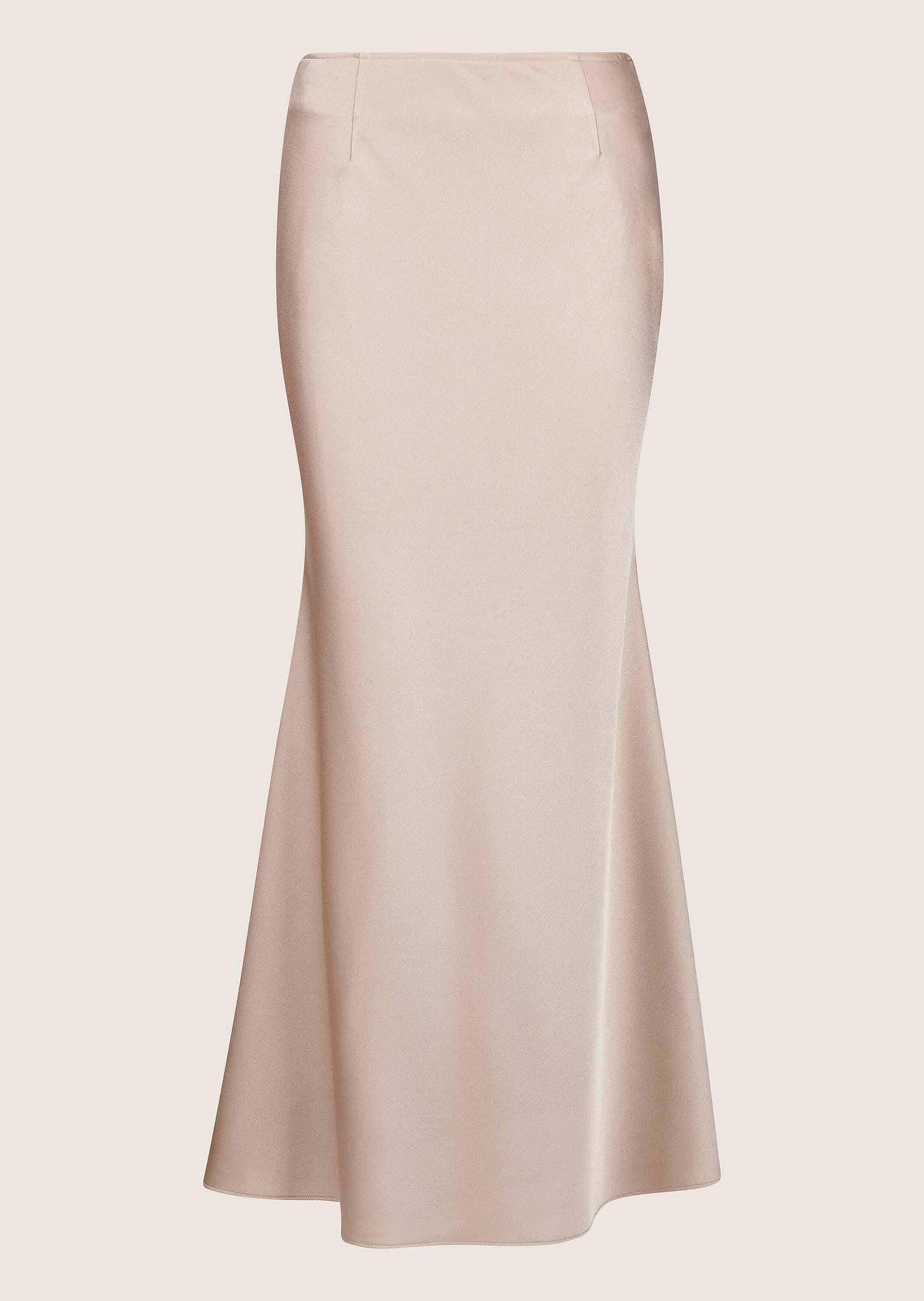 Midirock MADELEINE "Satinrock Eleganter Maxirock für festliche Anlässe", Damen, Gr. 44, beige (beige, goldfarben), Obermaterial: 100% Polyester PES., Röcke