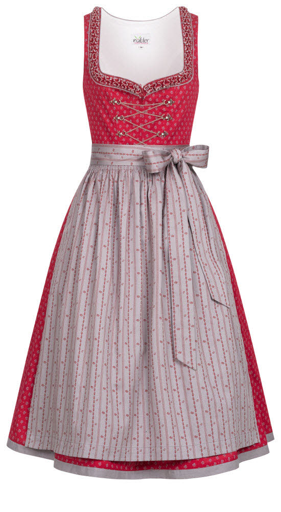 Dirndl NÜBLER "Dirndl midi Terres", Damen, Gr. 42, EURO, rot, Obermaterial: 100% Baumwolle CO., Kleider