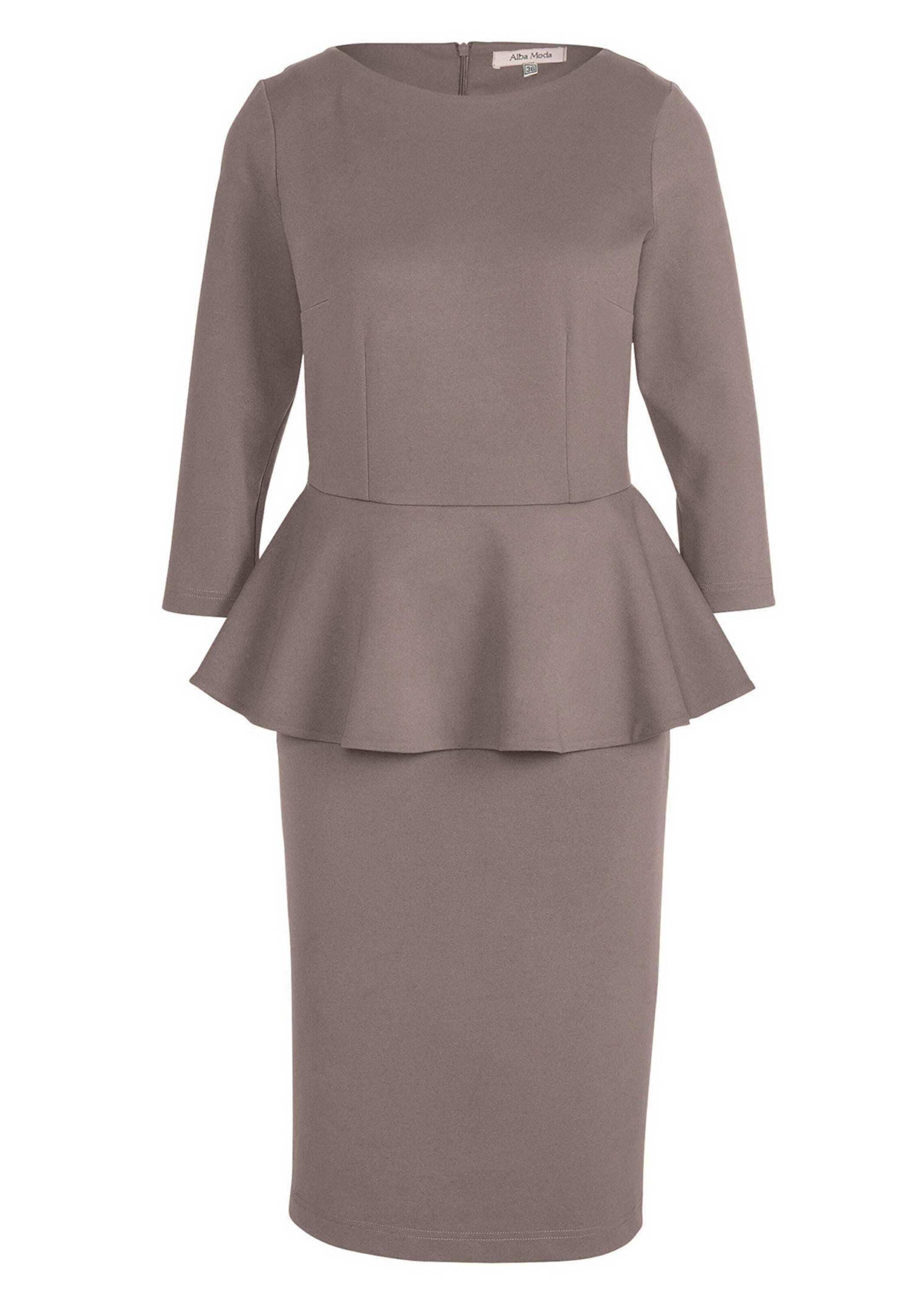 Etuikleid ALBA MODA "Kleid Kleid", Damen, Gr. 42, N + K Gr, beige (taupe), Obermaterial: 85% Viskose CV. 15% Elasthan EL., Kleider Etuikleid
