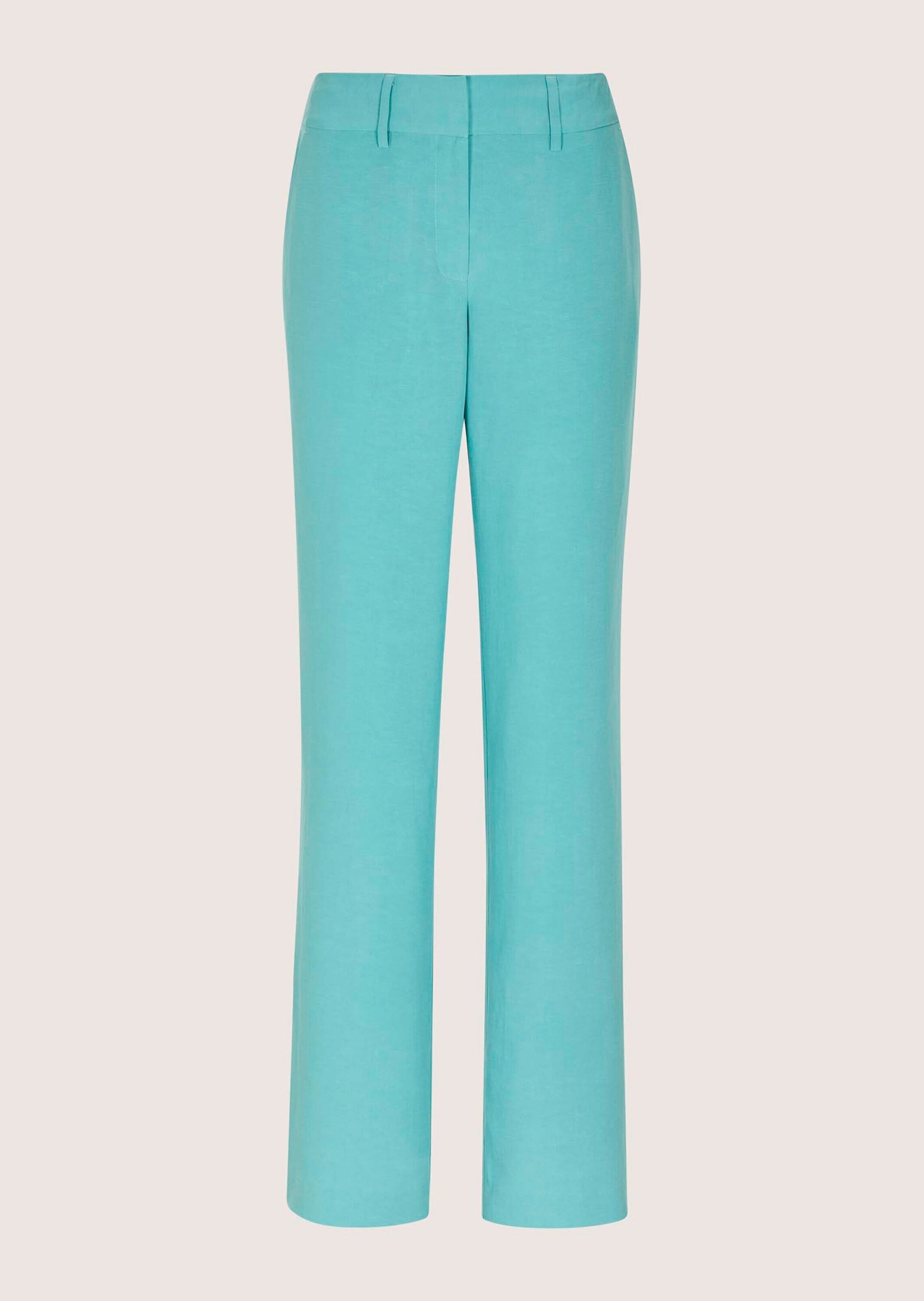 Stoffhose MADELEINE "Palazzohose Elegante Sommerhose mit weitem Bein", Damen, Gr. 18, N + K Gr, blau (aqua), Obermaterial: 70% Lyocell CLY. 30% Leinen LI., Hosen Stoffhose