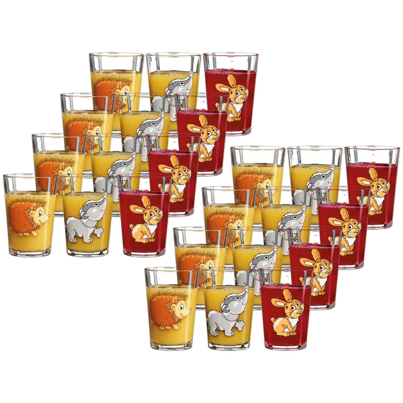 Kinderbecher RITZENHOFF & BREKER "Kindergläser Waldtiere 205 ml 24er Set bunt", bunt, 24 tlg., Glas, Trinkgefäße, Kinderbecher Image