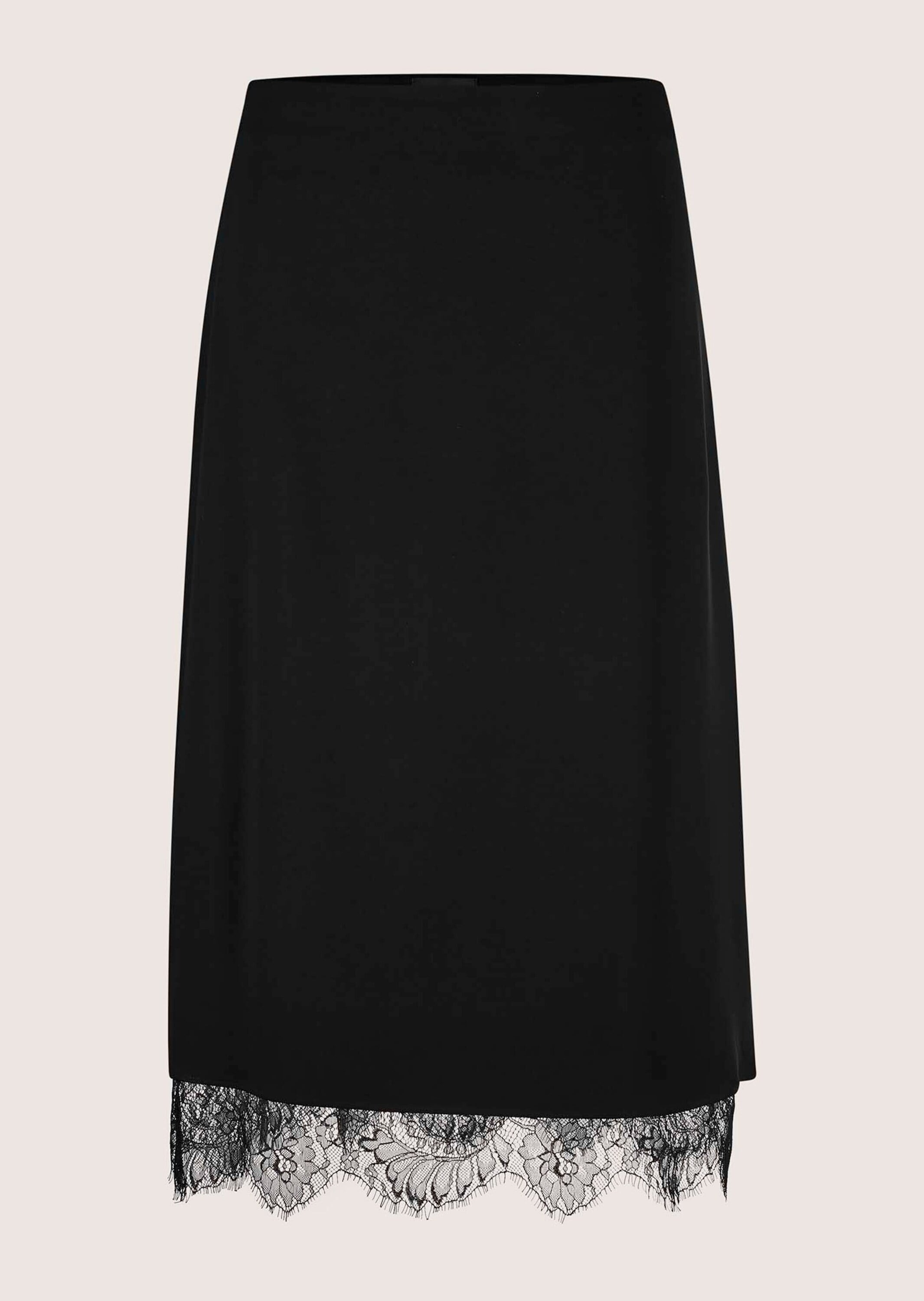 Sommerrock MADELEINE "Spitzenrock Eleganter A-Linien-Rock mit Reißverschluss", Damen, Gr. 38, schwarz, Obermaterial: 96% Viskose CV. 4% Elasthan EL., Modern, Röcke