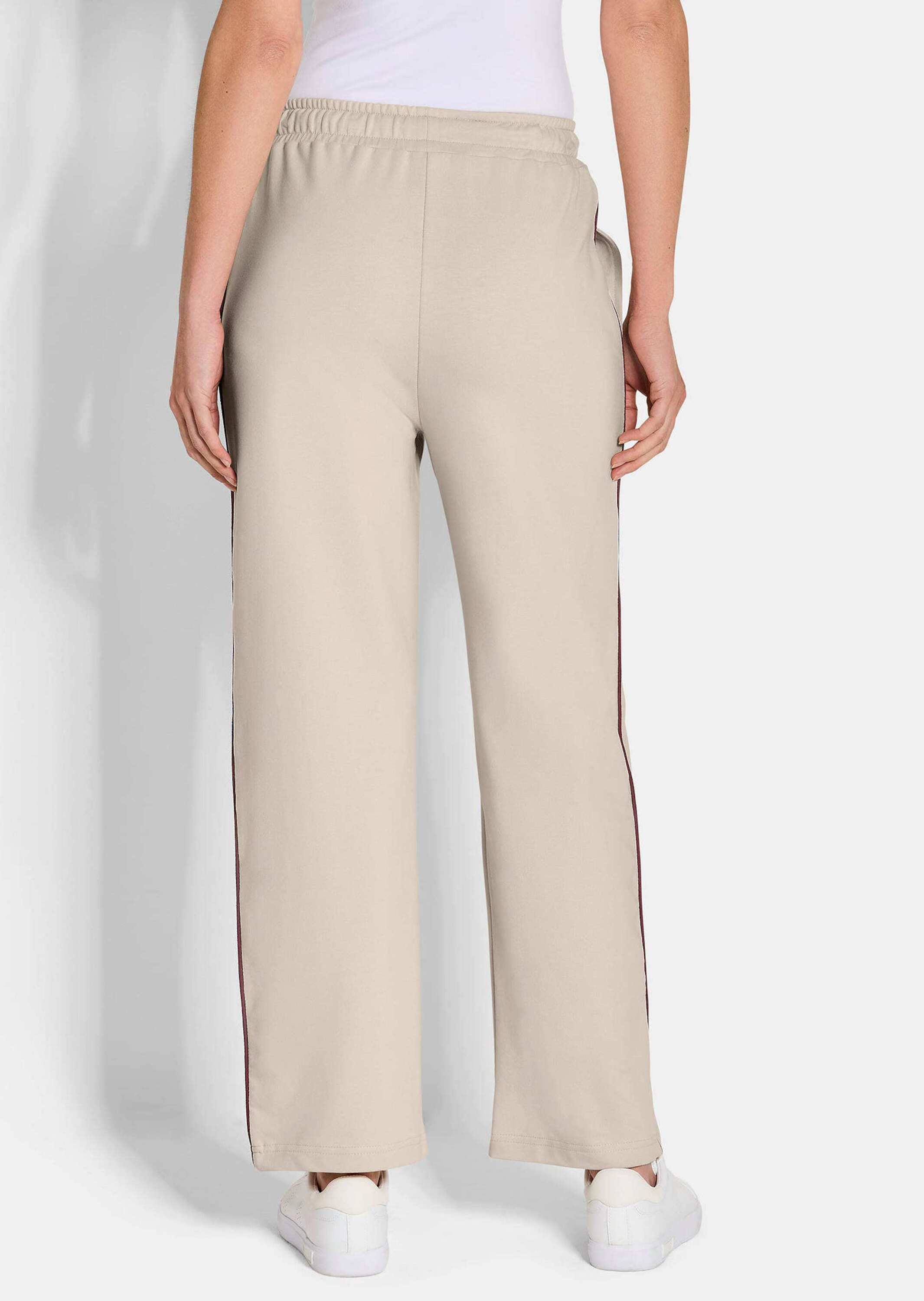 2-in-1-Hose GOLDNER "Kurzgröße Freizeithosen im 2er-Pack", Damen, Gr. 24, K-Gr, beige (beige, bordeaux), Obermaterial: 60% Baumwolle CO. 35% Polyester PES. 5% Elasthan EL., Hosen
