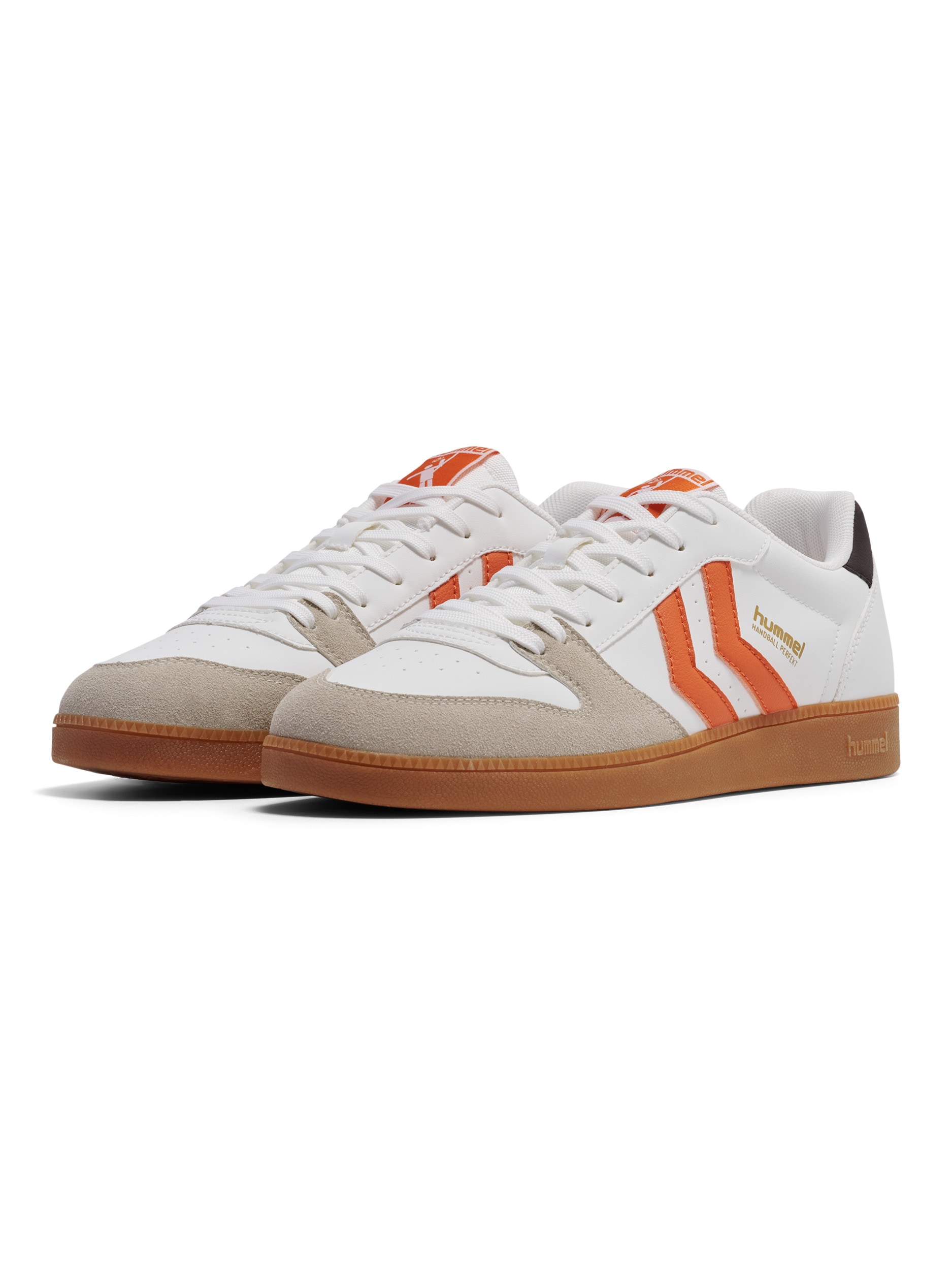 Sneaker HUMMEL "HANDBALL PERFEKT SP", Damen, Gr. 43, weiß, orange, Synthetik, Schuhe Sneaker