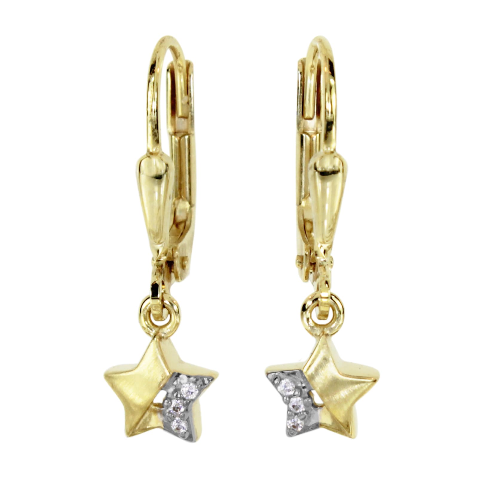 Paar Ohrhänger OSTSEE-SCHMUCK "- Stern - Gold 333/000 - Zirkonia" Gr. 22, gold (gold 333, goldfarben, gelb), Ohrringe, Damen, Gelbgold 333