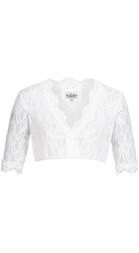 Dirndlbluse NÜBLER "Dirndlbluse 3/4 Arm Laura", Damen, Gr. 38, weiß, Obermaterial: 89% Polyacryl PAN recyc.. 11% Elasthan EL., Blusen Dirndlbluse