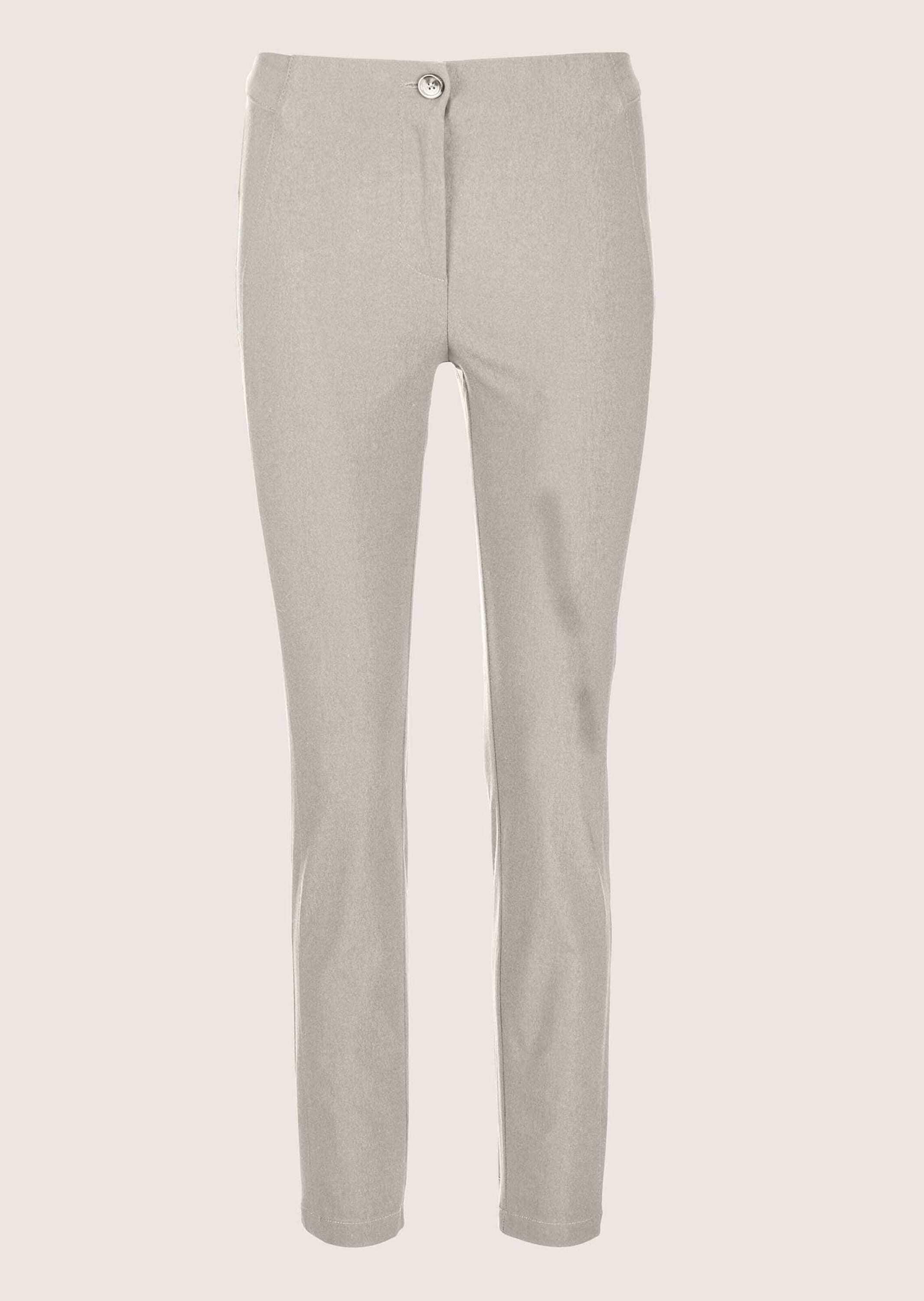 Stoffhose MADELEINE "Hose Schlanke Stretch-Hose mit Vichy-Karo", Damen, Gr. 44, N + K Gr, grau (steingrau), Obermaterial: 74% Viskose CV. 23% Polyamid PA. 3% Elasthan EL., Hosen Stoffhose