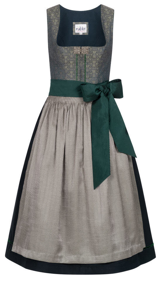 Dirndl NÜBLER "Dirndl midi Lea", Damen, Gr. 48, EURO, grün, Obermaterial: 50% Polyester PES. 50% Viskose CV., Kleider