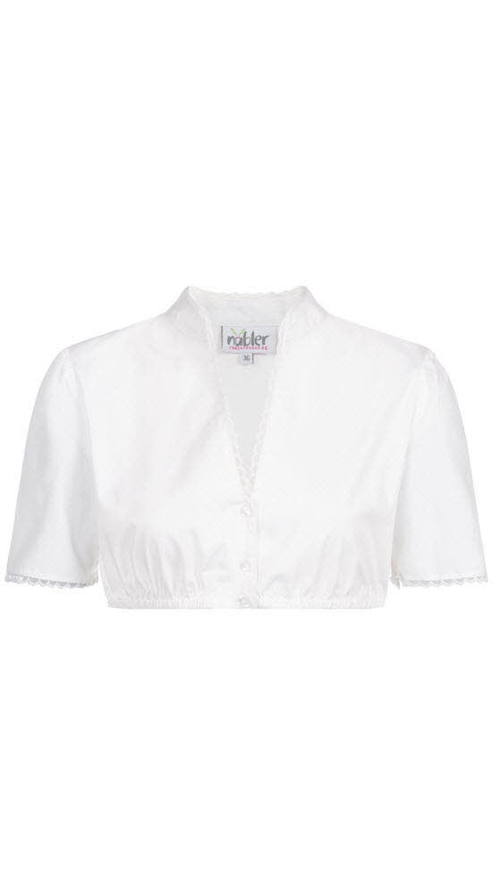 Dirndlbluse NÜBLER "Dirndlbluse kurzarm Babis", Damen, Gr. 32, weiß, Obermaterial: 65% Polyester PES. 35% Baumwolle CO., Blusen Dirndlbluse Image
