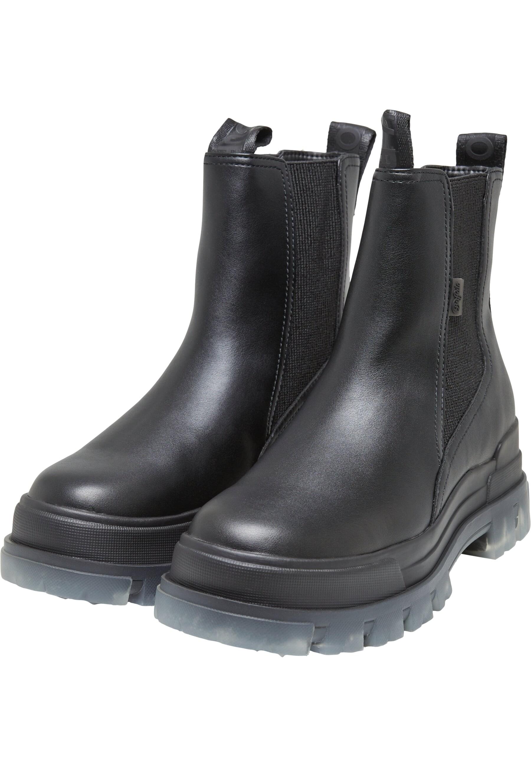 Stiefel BUFFALO "Buffalo aspha chelsea mid", Damen, Gr. 37, schwarz, transparent, Kunstfaser, unifarben, Schuhe Stiefel