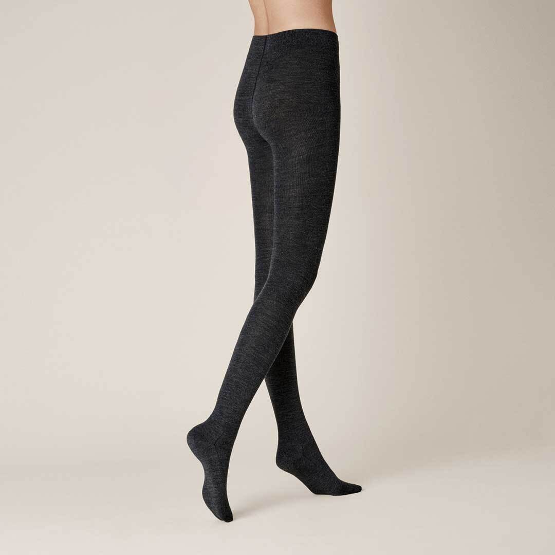 Strickstrumpfhose KUNERT "Strumpfhose Soft Wool Cotton", Damen, Gr. 42-44, grau (anthrazitmel 4050), Obermaterial: 60% Schurwolle WV. 25% Baumwolle CO. 13% Polyamid PA. 2% Elasthan EL., Strumpfhosen Image