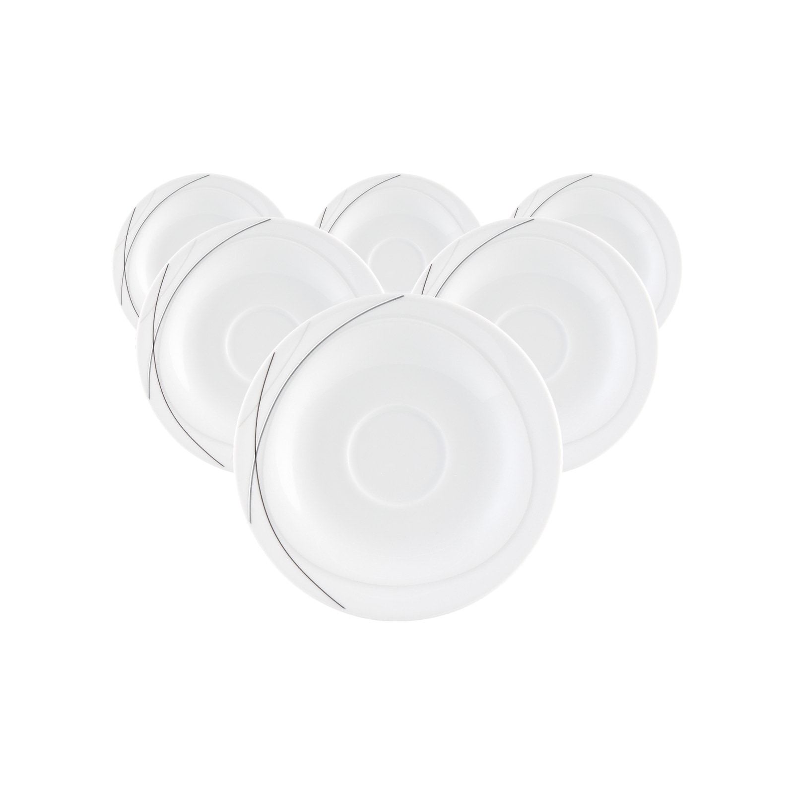 Untertasse SELTMANN WEIDEN "Kombi-Untertassen Trio Highline ø 16 cm 6er Set weiß-grau", bunt (weiß, grau), L:16cm, Speiseteller Image