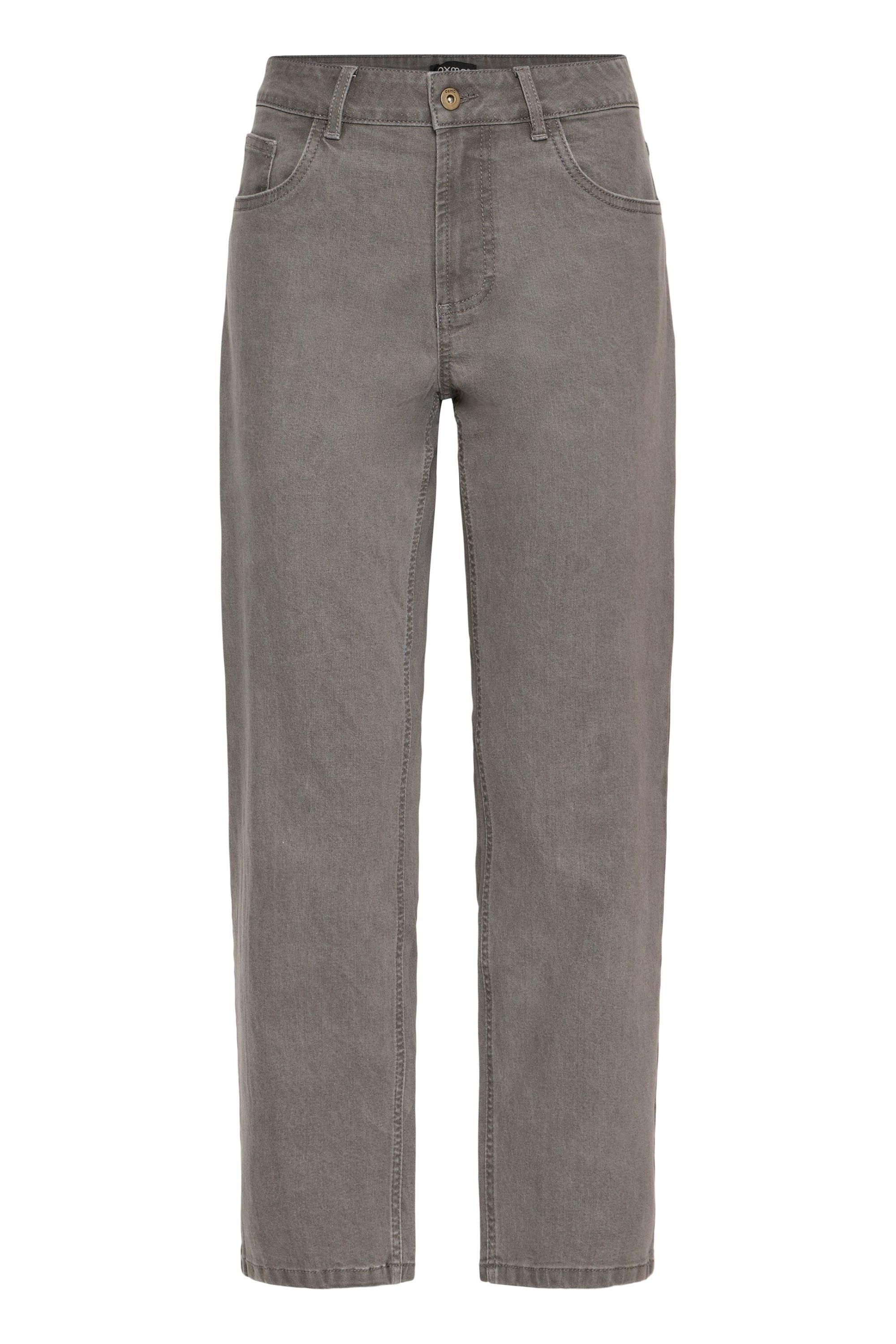 Mom-Jeans OXMO "Mom-Jeans OXHELLE MOM JEANS", Damen, Gr. 26, N-Gr, grau (mid grau denim), Obermaterial: 68% Baumwolle CO. 27% Polyester PES. 3% Viskose CV. 2% Elasthan EL., Jeans