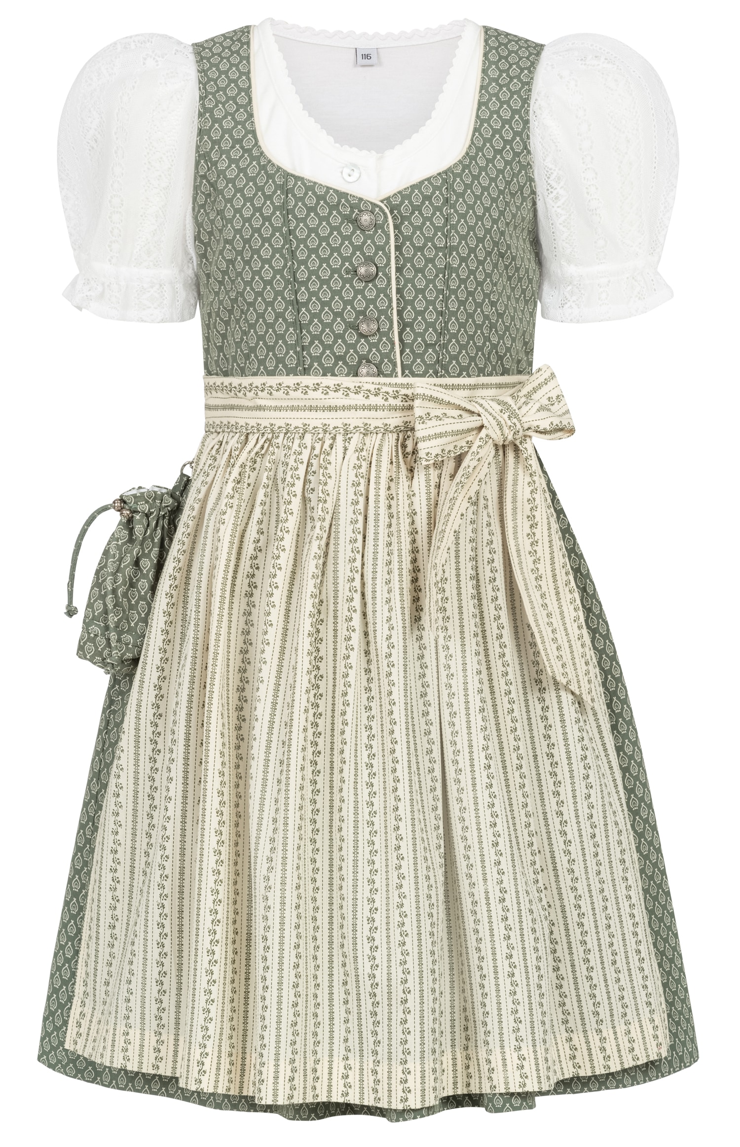 Dirndl NÜBLER "Kinderdirndl Fredericke", Mädchen, Gr. 140, EURO, grün, Obermaterial: 100% Baumwolle CO., Kleider Image