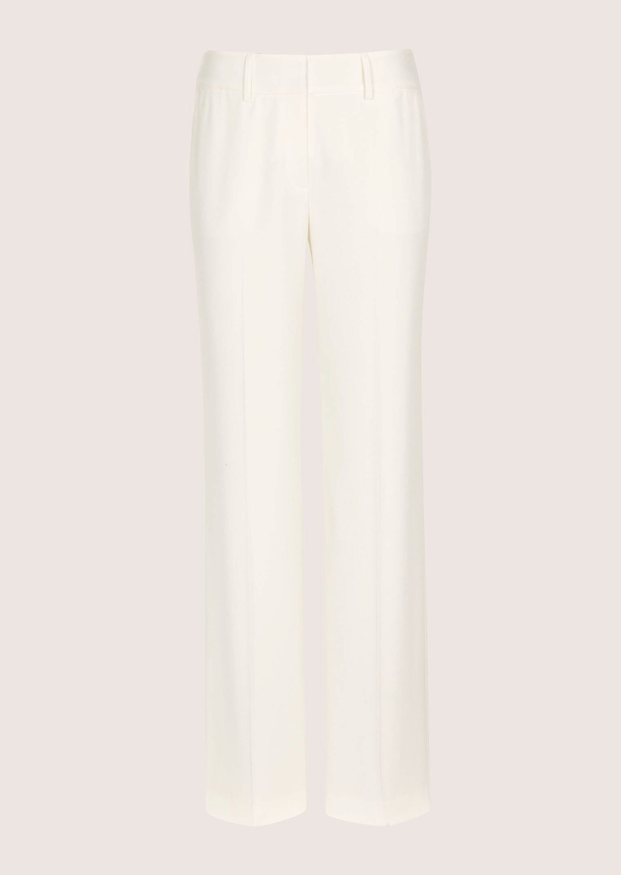 Stoffhose MADELEINE "Chinohose Elegante Bügelfaltenhose mit Struktur", Damen, Gr. 20, N + K Gr, weiß (wollweiß), Obermaterial: 48% Polyester PES. 45% Viskose CV. 5% Polyamid PA. 2% Elasthan EL., Hosen Stoffhose