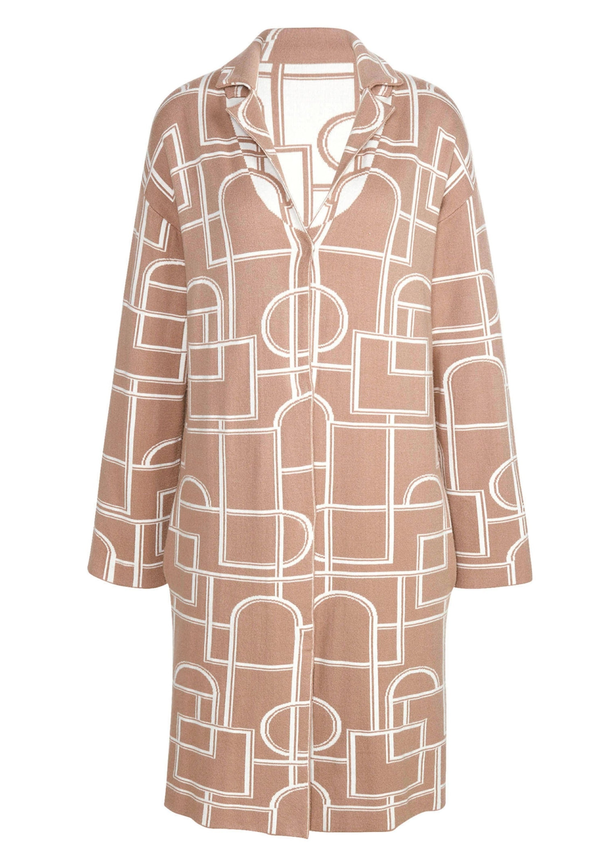 Langmantel ALBA MODA "Strickmantel Strickmantel", Damen, Gr. 40, weiß (natur, sanftes weiß), Obermaterial: 50% Viskose CV. 28% Polyester PES. 22% Polyamid PA., Mäntel