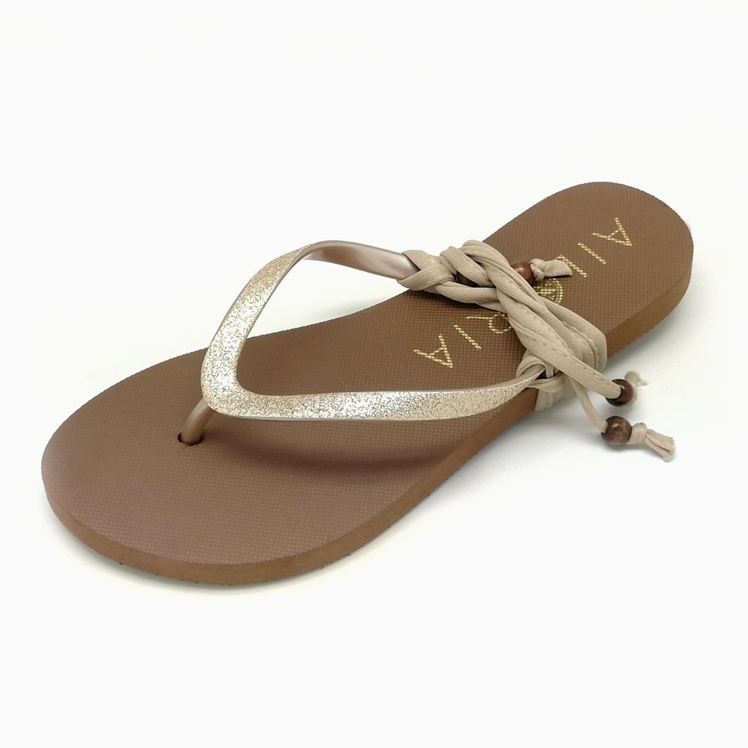 Zehentrenner AILORIA "Zehensandalen PAMPELONNE", Damen, Gr. 40, gold, Obermaterial: 100% PVC PVC., Schuhe Zehentrenner