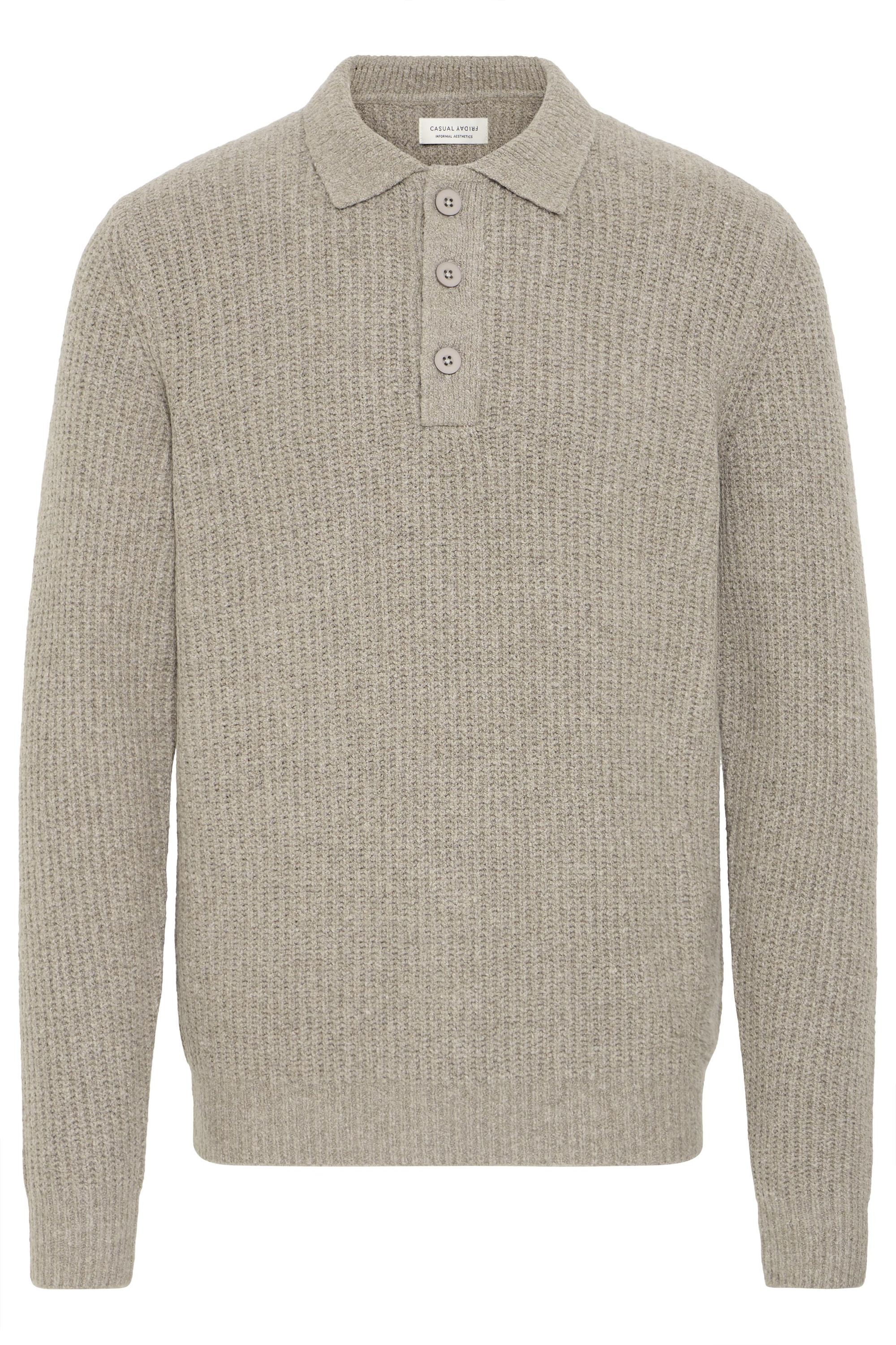Strickfleece-Pullover CASUAL FRIDAY "Strickpullover CFGAHN", Herren, Gr. M, grau (steeple gray), Obermaterial: 52% Viskose CV. 26% Polyester PES. 22% Polyamid PA., Pullover