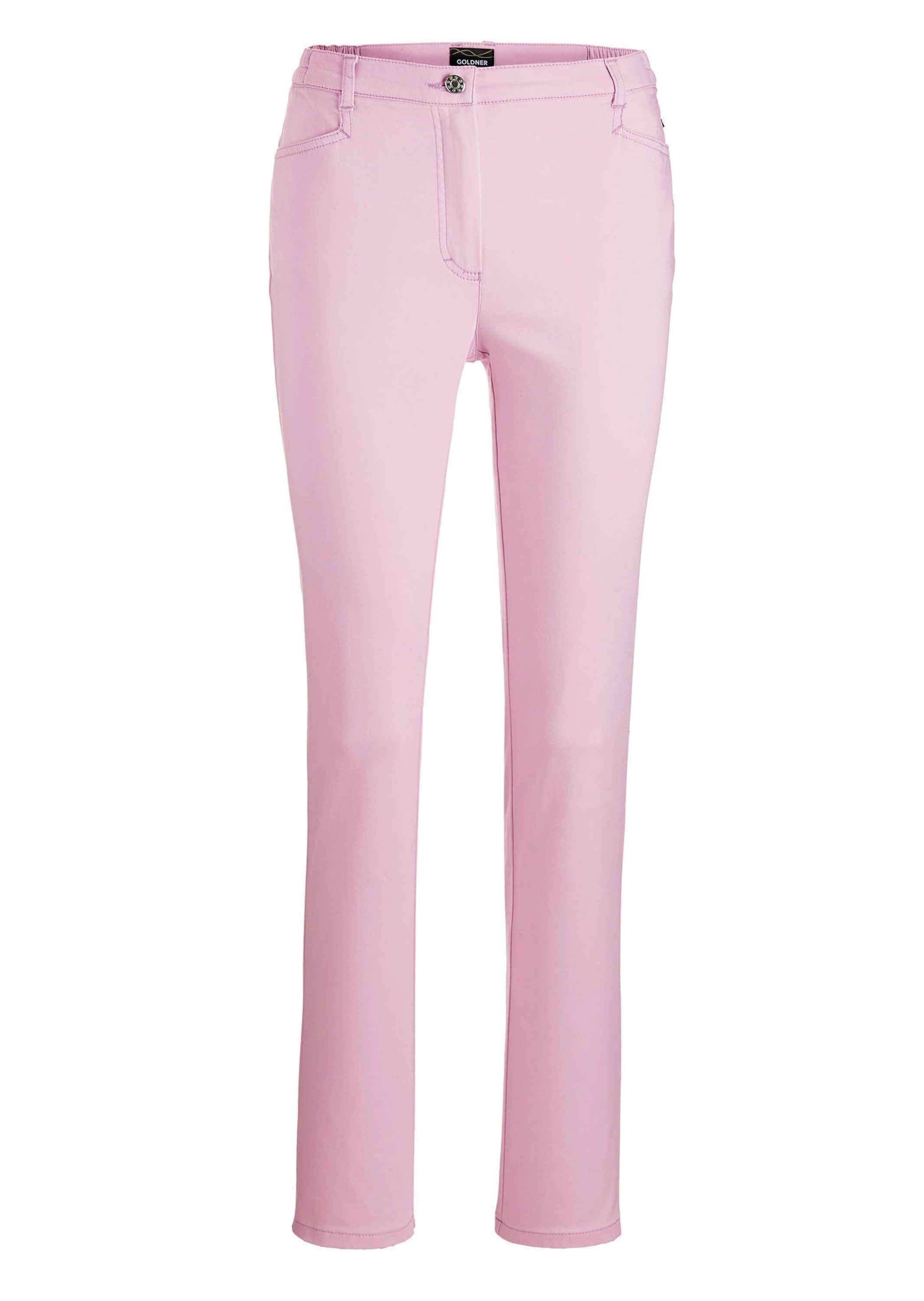Stoffhose GOLDNER "Leichte Baumwoll-Hose ANNA", Damen, Gr. 52, N-Gr, rosa (geranie), Obermaterial: 98% Baumwolle CO. 2% Elasthan EL., Hosen Stoffhose
