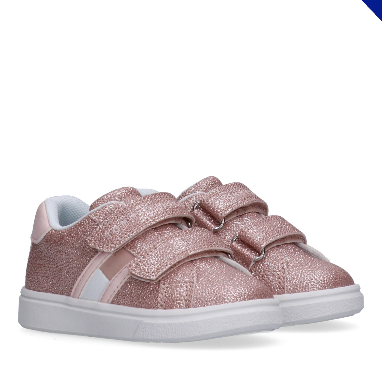 Sneaker TOMMY HILFIGER, Damen, Gr. 34, rosa, Lederimitat, Glitzer, Schuhe Sneaker, Schlupfschuh Klettschuh, Mädchenschuh mit allover Glitzer