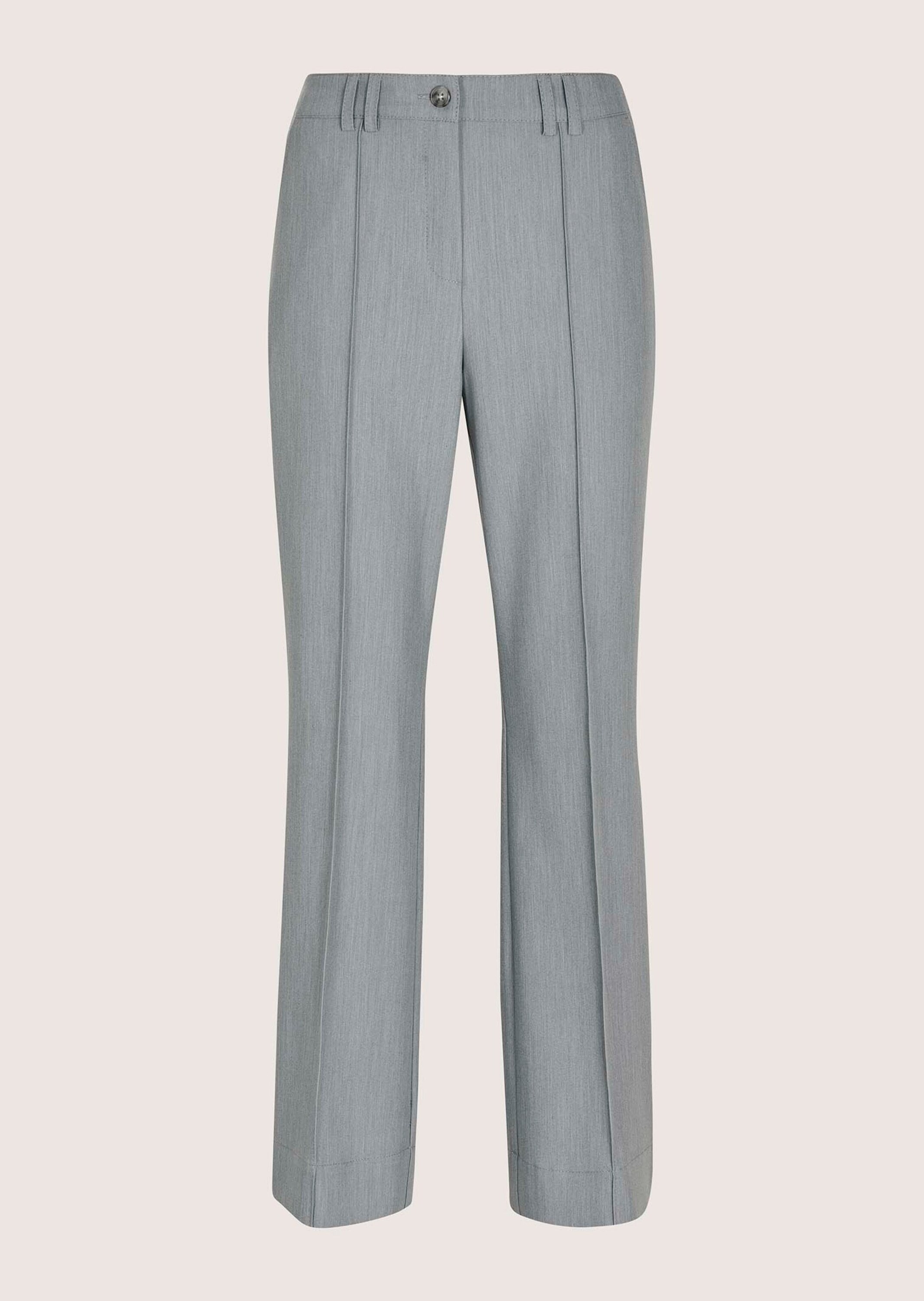 Stoffhose MADELEINE "Culotte Stoffhose mit Biesen", Damen, Gr. 48, N + K Gr, grau (silbergrau, melange), Obermaterial: 70% Polyester PES. 25% Viskose CV. 5% Elasthan EL., Hosen Stoffhose