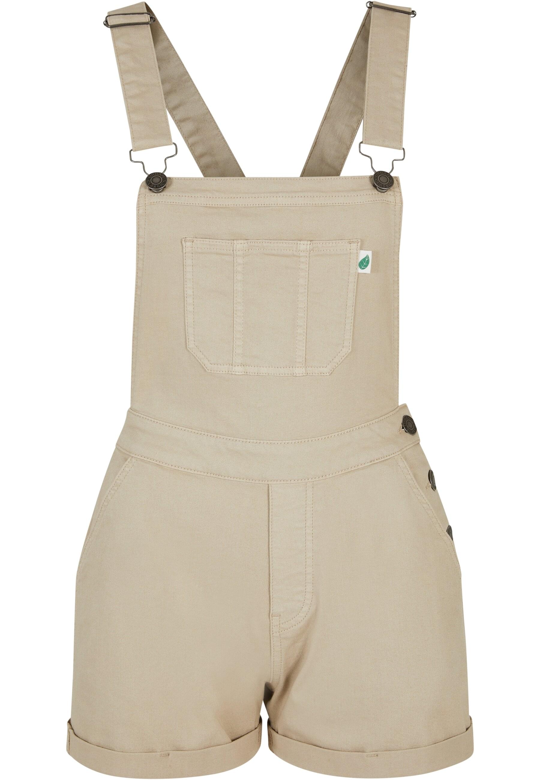 Jumpsuit URBAN CLASSICS "Urban Classics Damen Ladies Organic Short Dungaree", Damen, Gr. M, US-Größen, sanftes weiß raw, 50% Baumwolle (Bio), 48% Baumwolle, 2% Elasthan, unifarben, ohne Ausschnitt, Overalls Jumpsuit