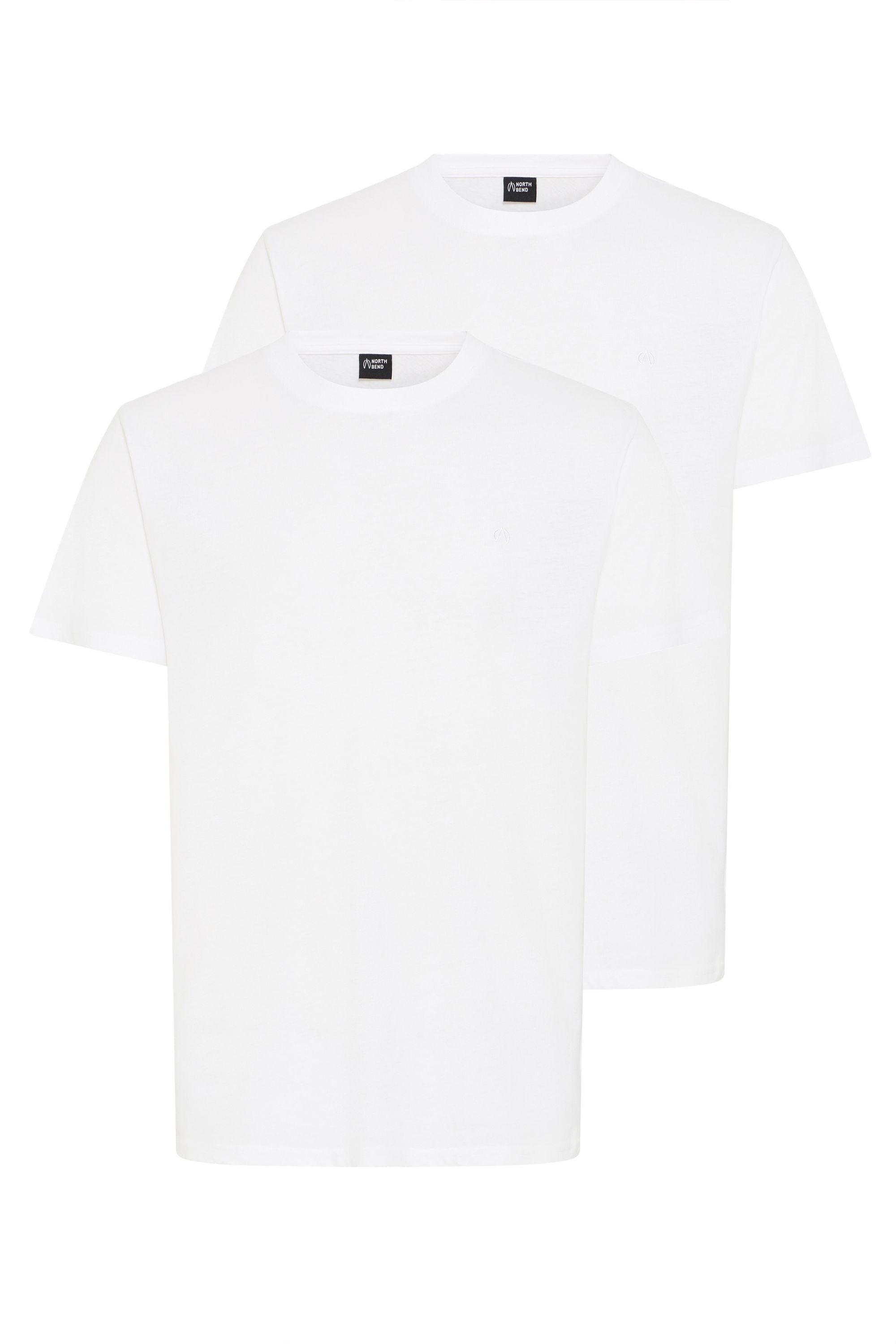 Rundhalsshirt NORTH BEND "Rundhalsshirt NBGarfinkel M", Herren, Gr. M, weiß (weiß, weiß), Obermaterial: 60% Baumwolle CO. 40% Polyester PES., Shirts Rundhalsshirt