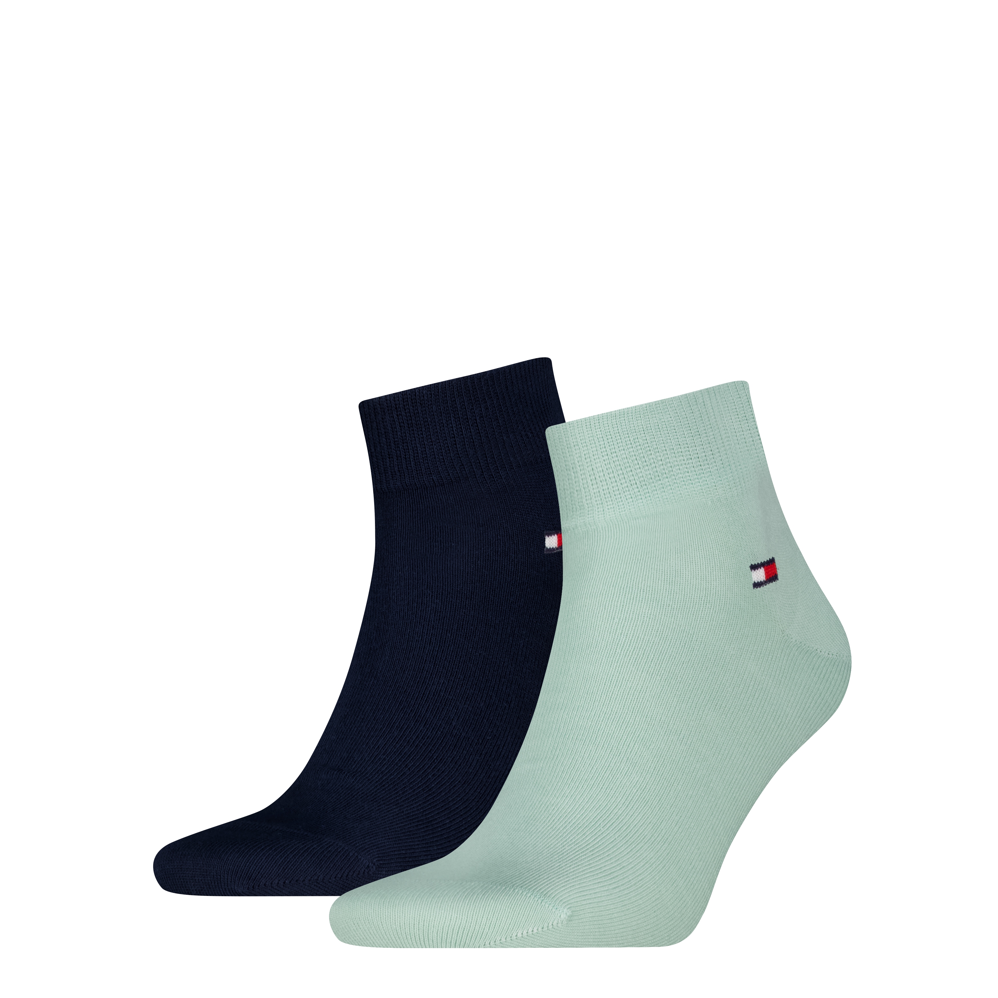 Kurzsocken TOMMY HILFIGER "TH MEN QUARTER 2P", Herren, Gr. 39-42, fresh grün, Baumwollmischung, normal, Socken, weicher, elastischer Rippenbund, klassisches Tommy Hilfiger Logo