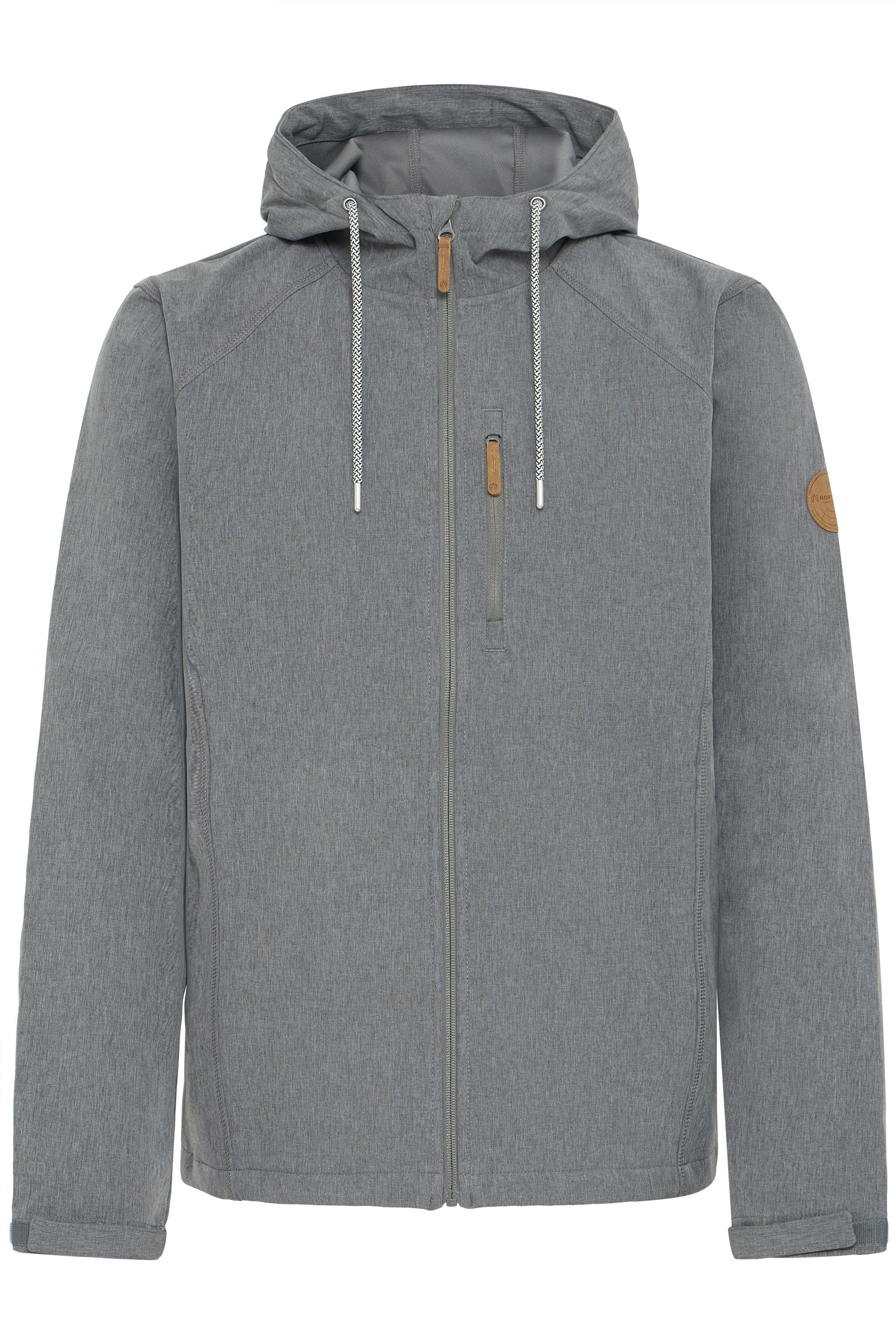 Softshelljacke NORTH BEND "Softshelljacke NBThore M Softshell W-PRO 8000", Herren, Gr. 3XL, grau (dunkelgrau melange), Obermaterial: 96% Polyester PES. 4% Elasthan EL., Jacken Softshelljacke