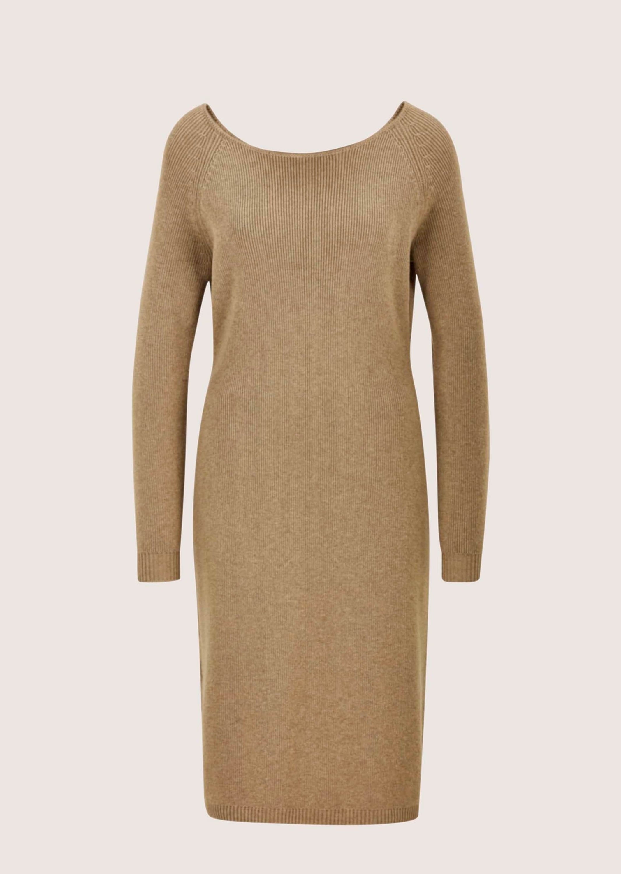 Strickkleid MADELEINE "Strickkleid Elegantes Kleid mit abnehmbarem Kragen", Damen, Gr. 42, N-Gr, beige (cappuccino, melange), Obermaterial: 50% Schurwolle WV. 40% Baumwolle CO. 10% Polyamid PA., Kleider Strickkleid