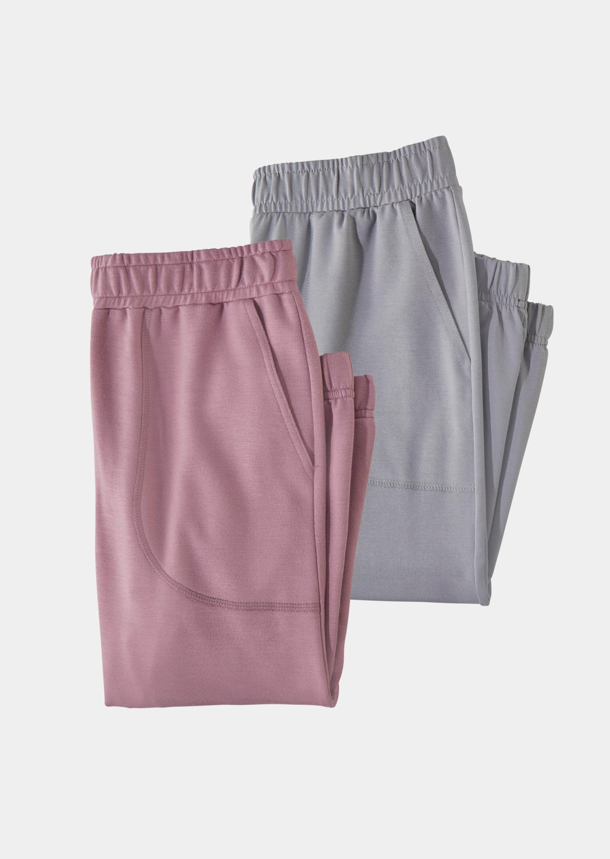 2-in-1-Hose GOLDNER "Freizeithosen im 2er-Pack", Damen, Gr. 54, N-Gr, rosa (altrosé, grau), Obermaterial: 64% Viskose CV. 30% Polyester PES. 6% Elasthan EL., Hosen