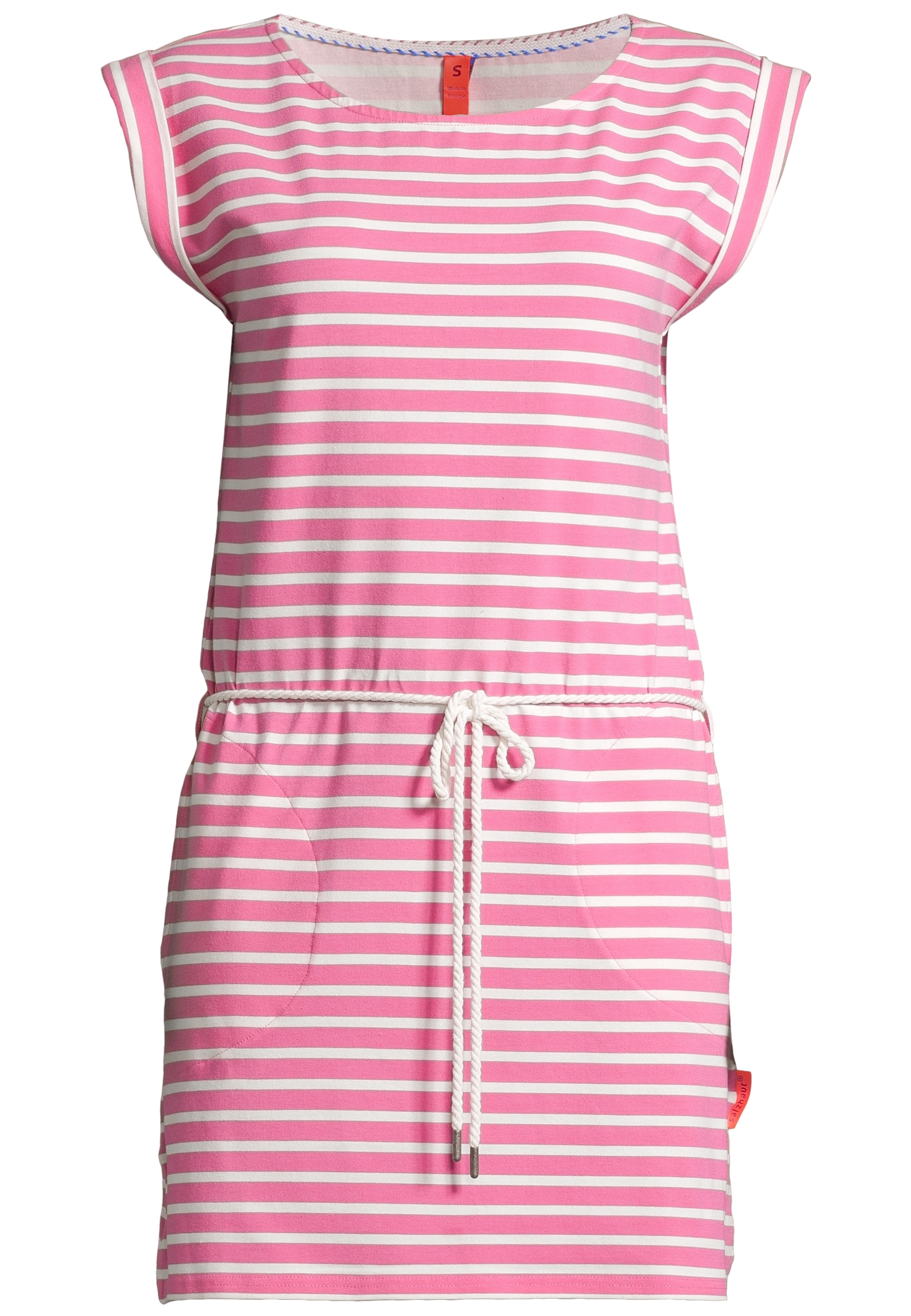 Midikleid SALZHAUT "Knielanges Kleid (Midi) PAPPNEES", Damen, Gr. XS, EURO, rosa (sanftes weiß, blossom), Obermaterial: 50% Baumwolle CO. 50% Polyester PES., Kleider Midikleid