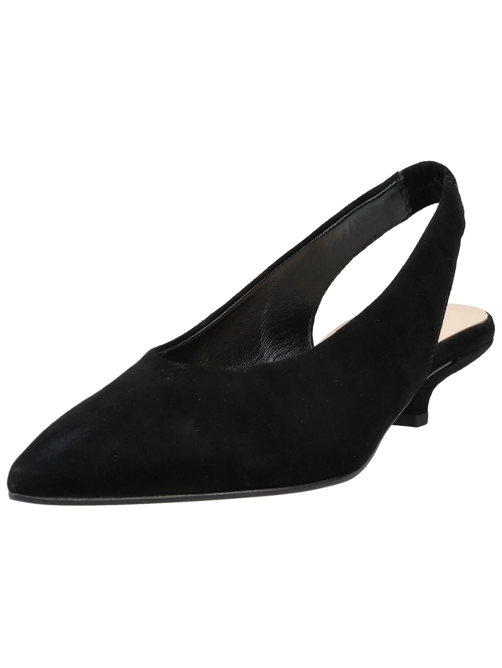 Slingpumps GABOR "Gabor Pumps Veloursleder", Damen, Gr. 38,5, schwarz, Veloursleder, Schuhe Slingpumps