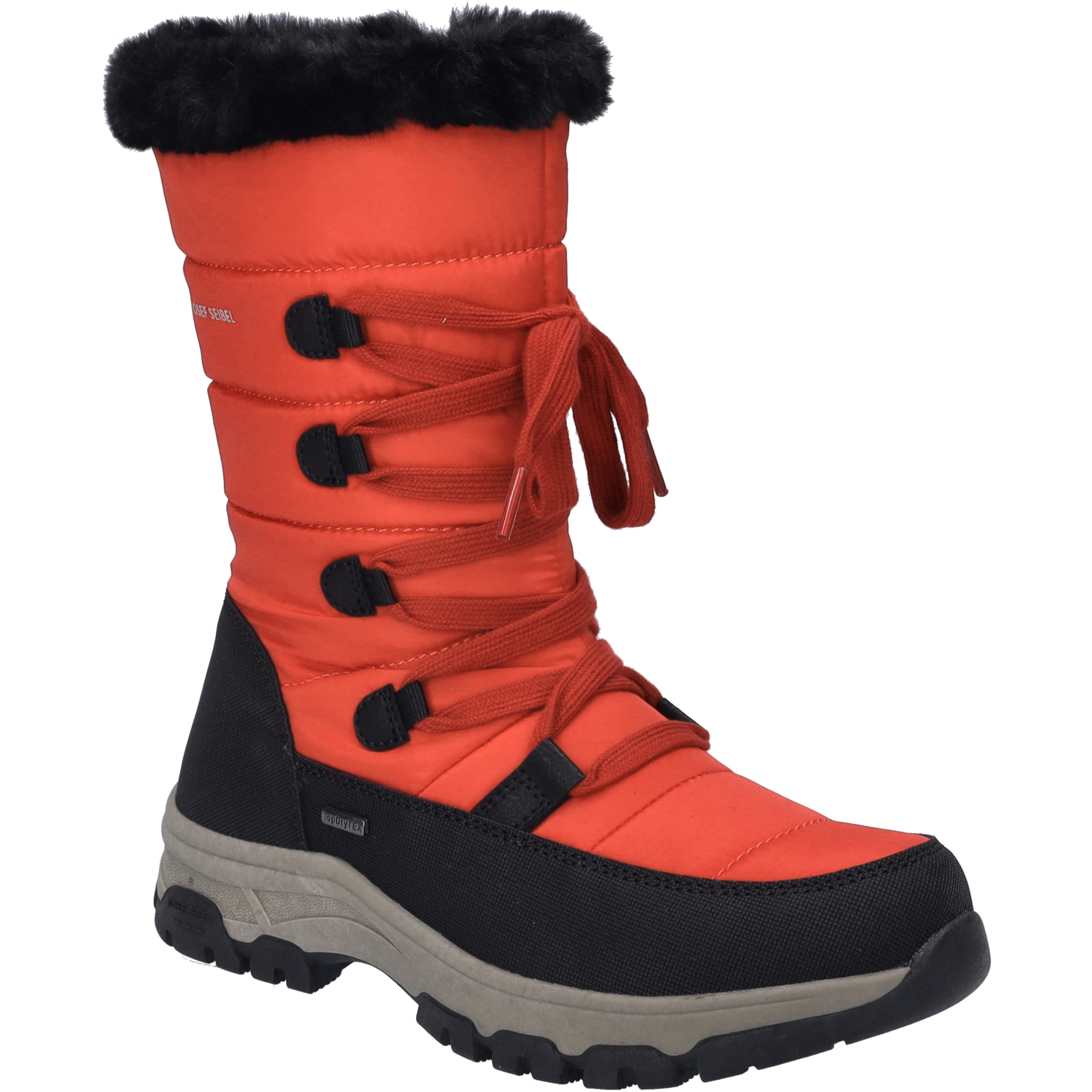 Stiefel JOSEF SEIBEL "Davos 51, schwarz-rot", Damen, Gr. 38, schwarz (schwarz, rot), Obermaterial: 100% Synthetik synthetic., Schuhe Stiefel