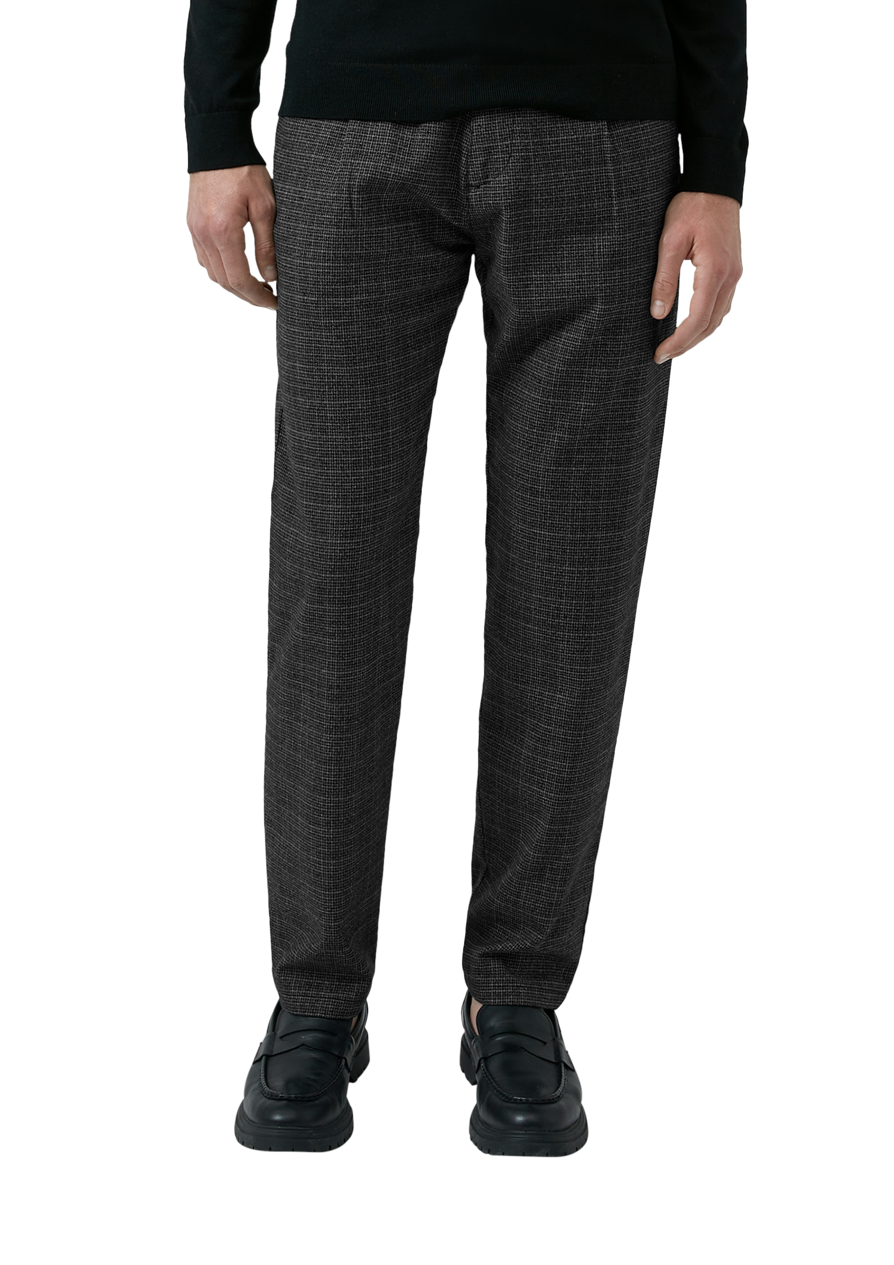 Stoffhose S.OLIVER, Herren, Gr. 30, Länge 32, grau, schwarz, Web, Obermaterial: 47% Baumwolle, 35% Polyester, 17% Viskose, 1% sonstige Fasern, meliert, regular fit lang, Hosen Stoffhose, mit Bundfalte