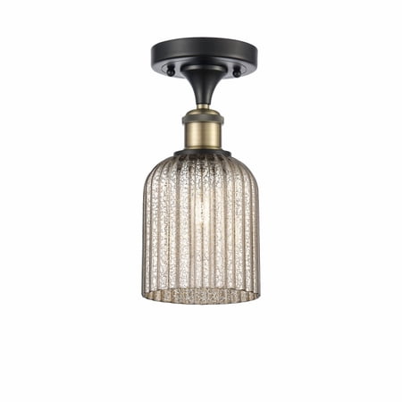 516-1C-BAB-G559-5ME Innovations Lighting Bridal Veil - 1 Light Semi-Flush Mount-10.25 Inch Tall and 5 Inch Wide-Black Antique Brass Finish-Mercury
